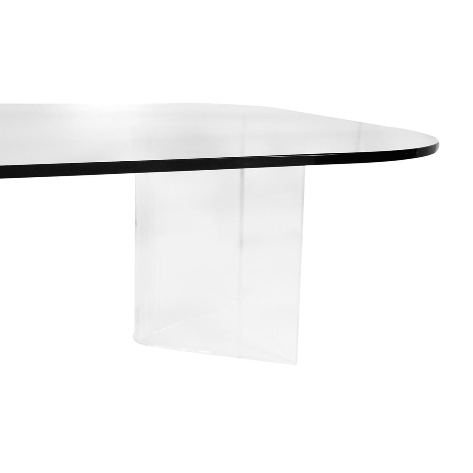 Mid-Century Modern Lucite Base Glass Top Coffee Table For Sale 1