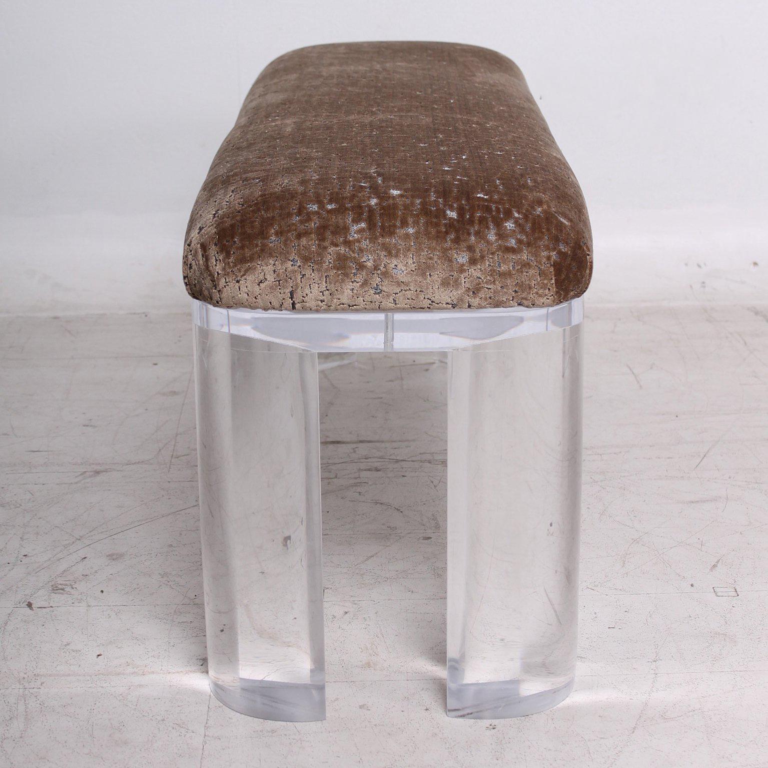 Mid-Century Modern Mid Century Modern Lucite Bench Thick Legs In the Style of Karl Springer