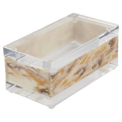 Mid-Century Modern Lucite Box, Faux Marble, USA, 1970