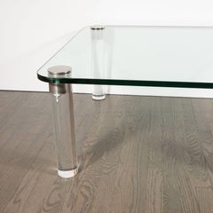 Mid-Century Modern Lucite, Chrome and Glass Cocktail Table, Leon Rosen for Pace