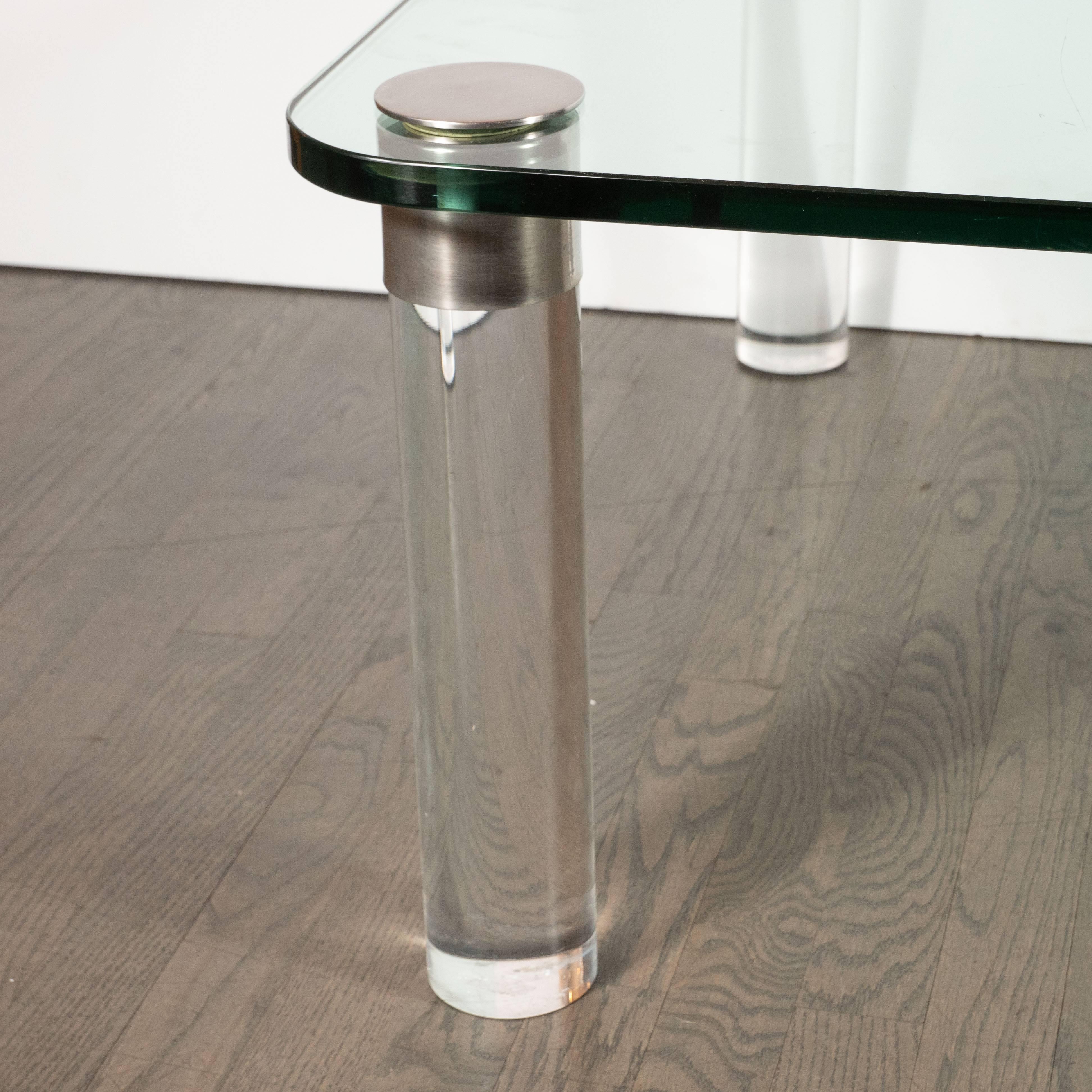American Mid-Century Modern Lucite, Chrome and Glass Cocktail Table, Leon Rosen for Pace