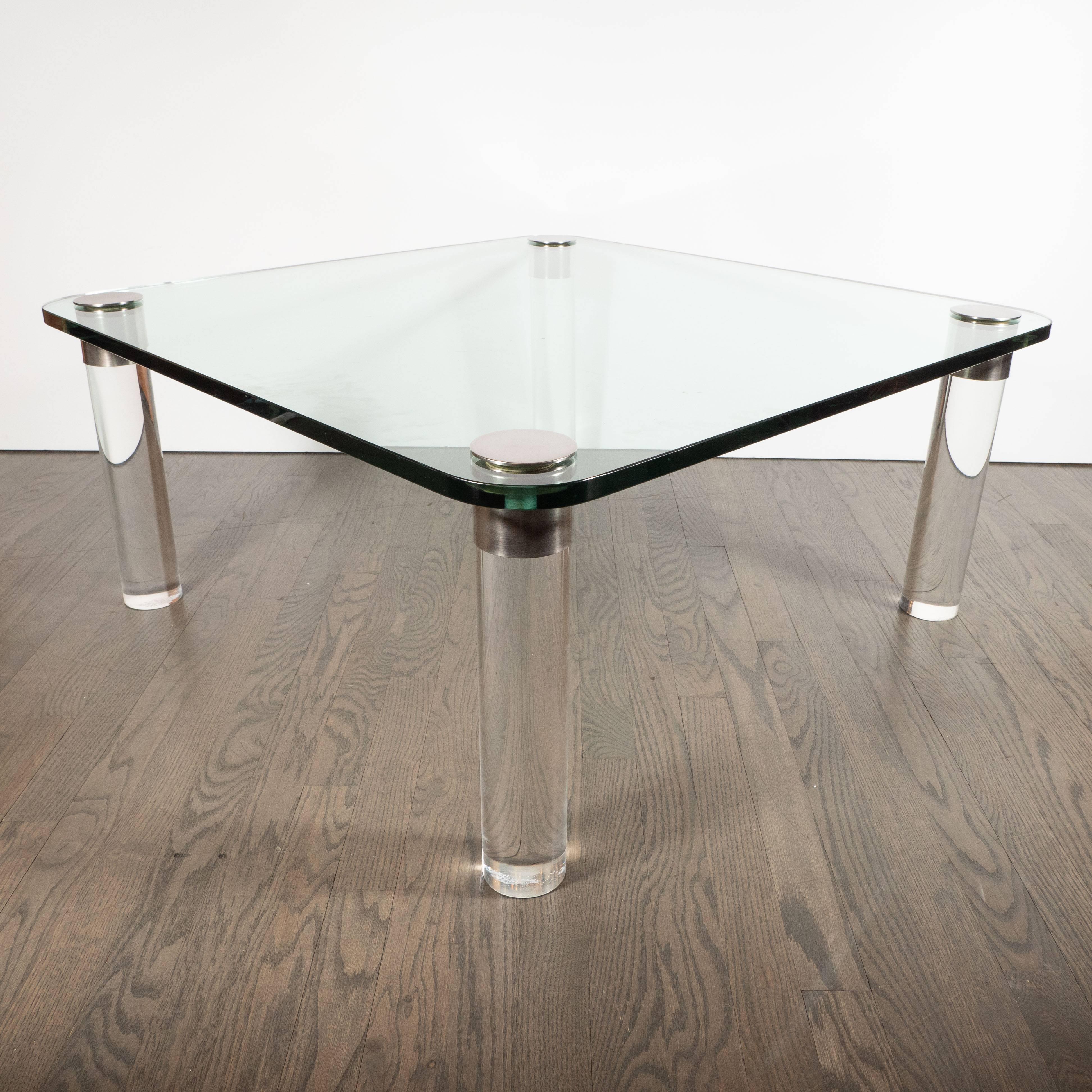 Mid-Century Modern Lucite, Chrome and Glass Cocktail Table, Leon Rosen for Pace 1