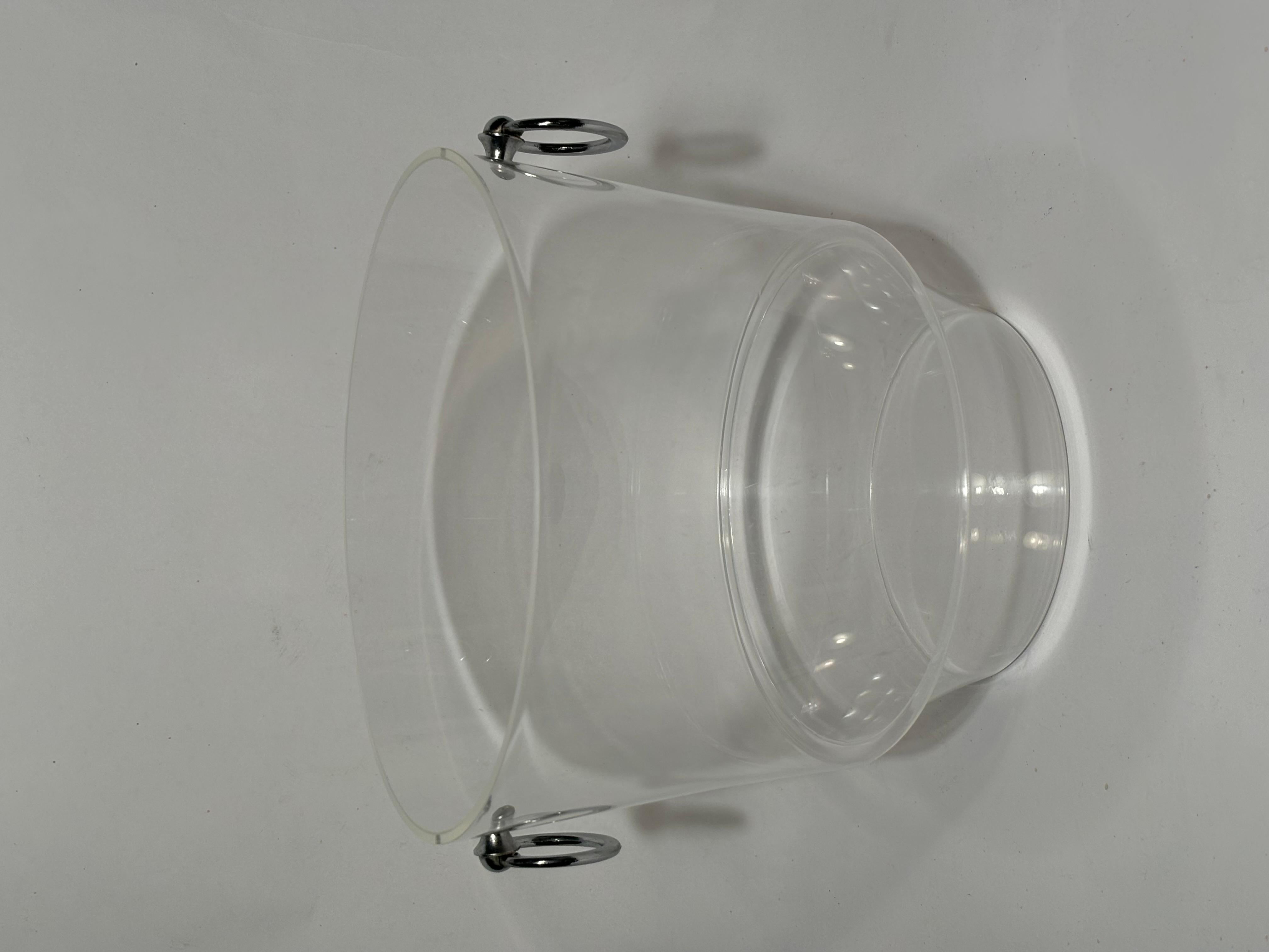 Mid-Century Modern Mid Century Modern Lucite Chrome Champagne Bucket & Stand For Sale