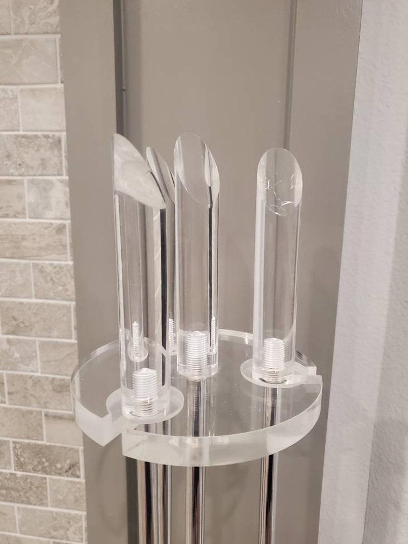 American Mid-Century Modern Lucite & Chrome Fireplace Tool Set For Sale