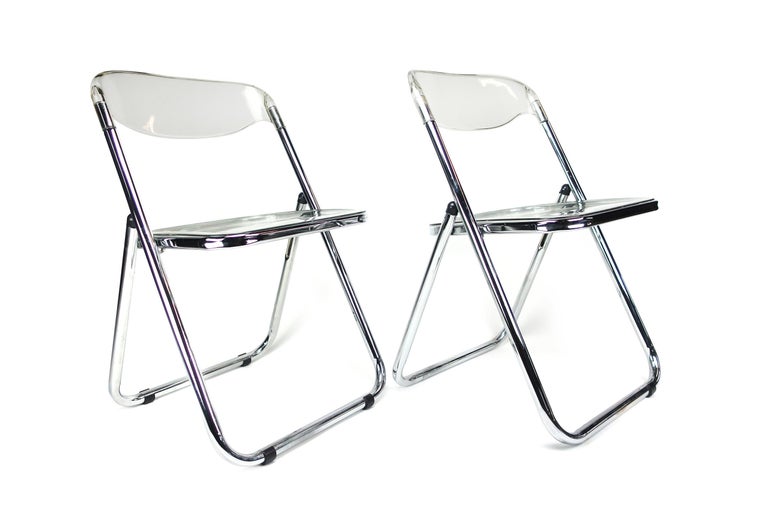 Mid-Century Modern Lucite and Chrome Folding Chairs, Set of 4 at 1stDibs