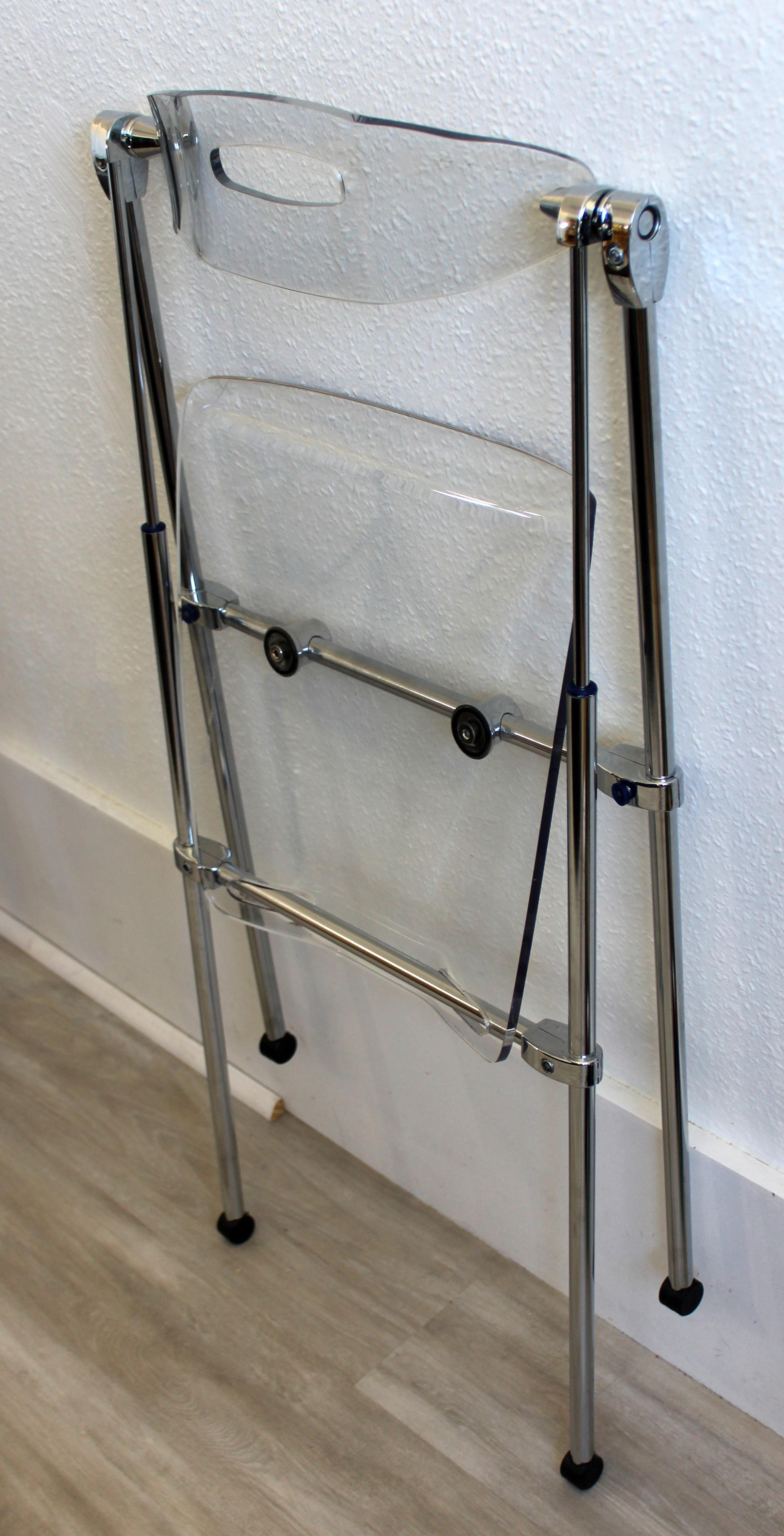 Mid-Century Modern Lucite and Chrome Folding Side Chair 1960s Castelli Style 5