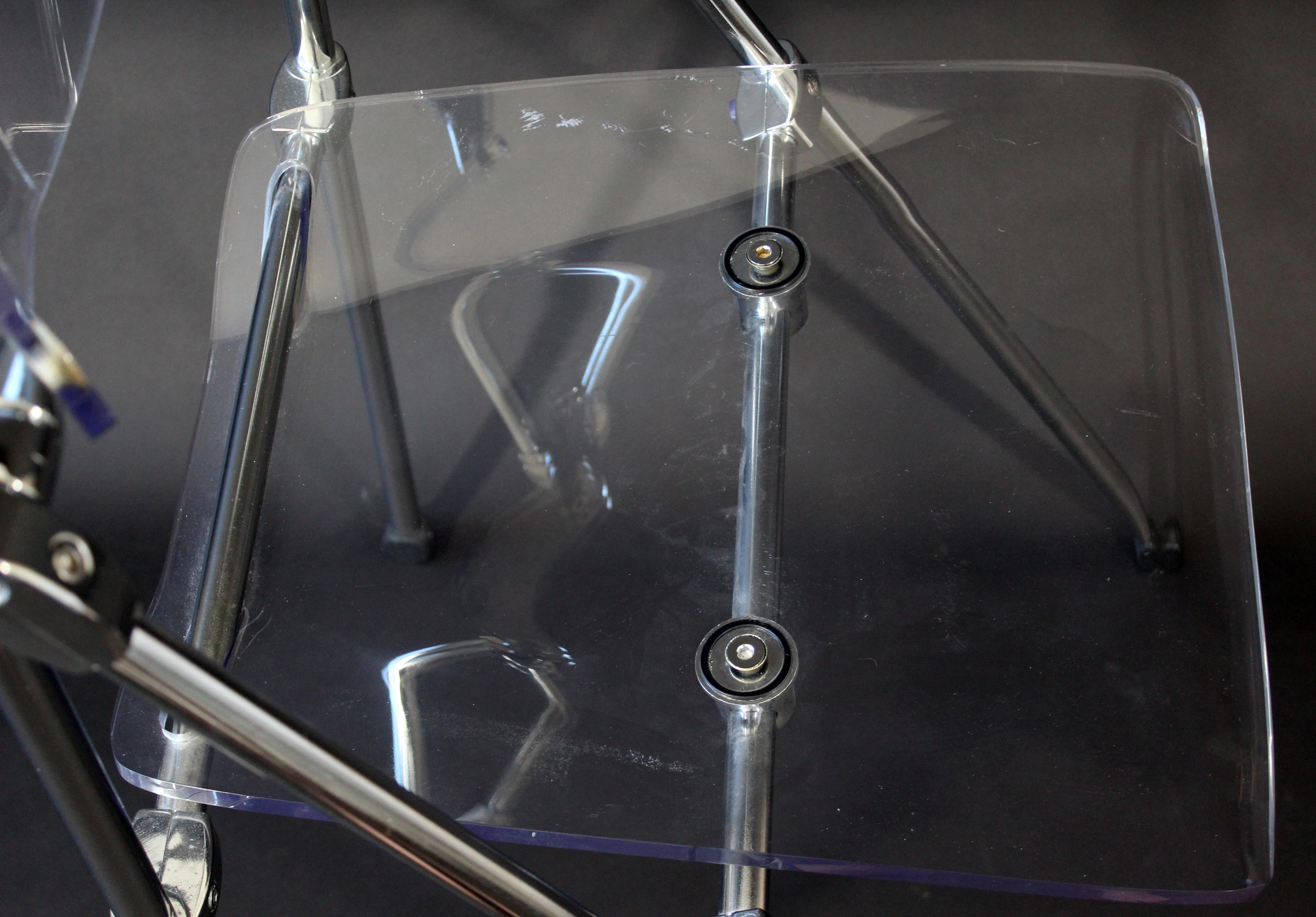 Mid-20th Century Mid-Century Modern Lucite and Chrome Folding Side Chair 1960s Castelli Style