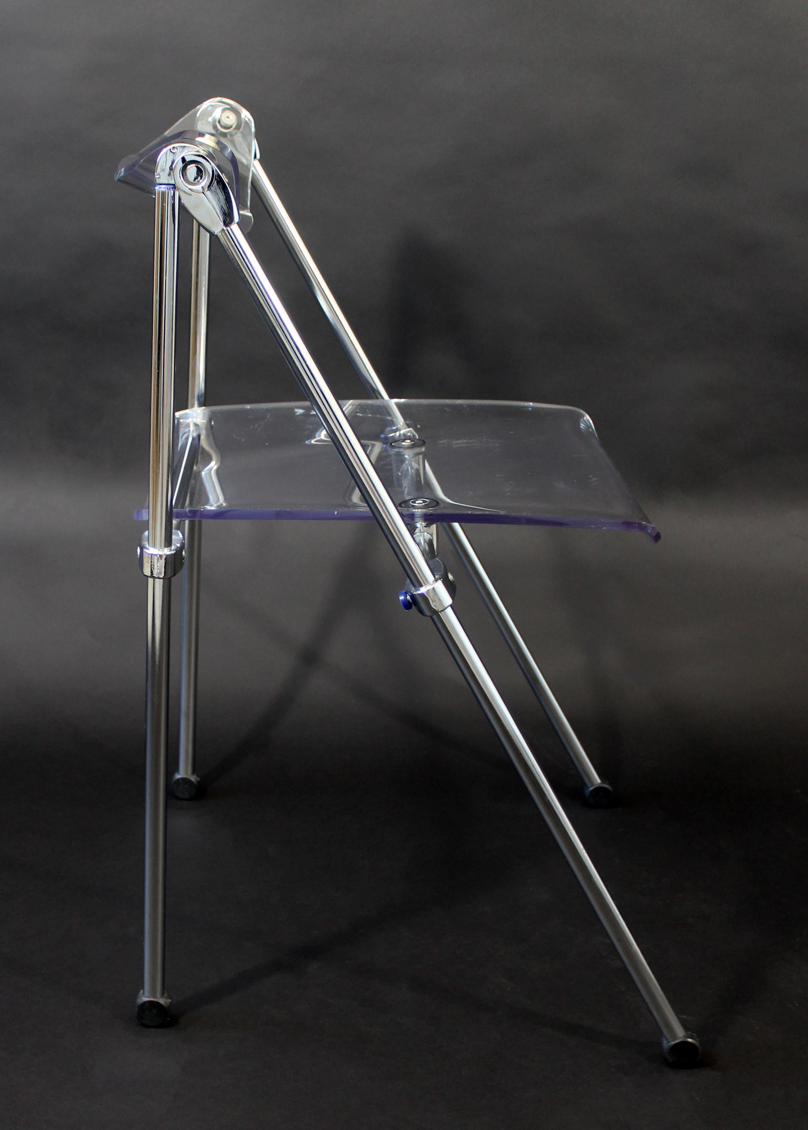 Mid-Century Modern Lucite and Chrome Folding Side Chair 1960s Castelli Style 2