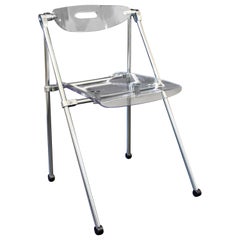 Retro Mid-Century Modern Lucite and Chrome Folding Side Chair 1960s Castelli Style