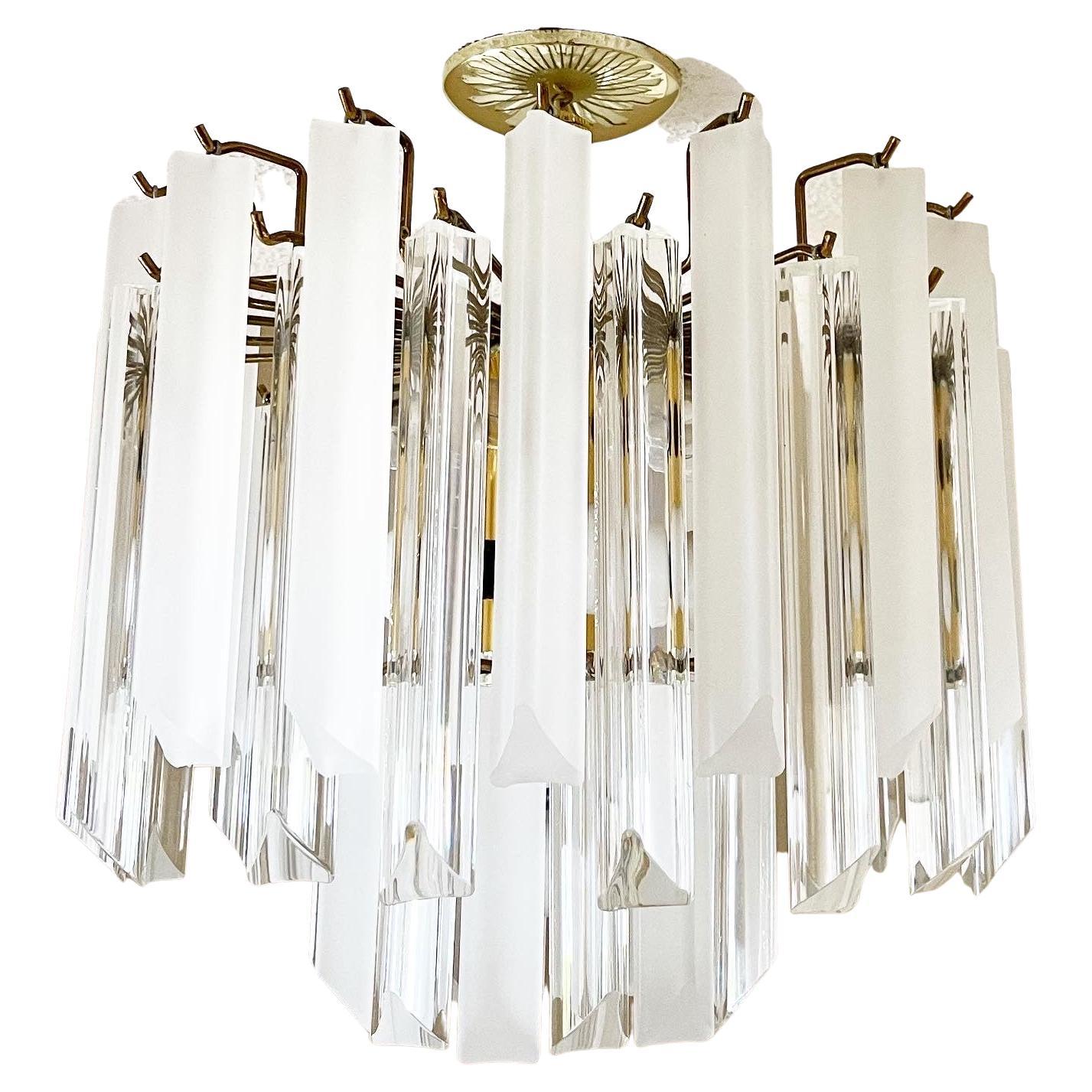 Mid-Century Modern Lucite Clear and Frosted 2-Tier Chandelier
