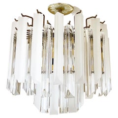 Vintage Mid-Century Modern Lucite Clear and Frosted 2-Tier Chandelier