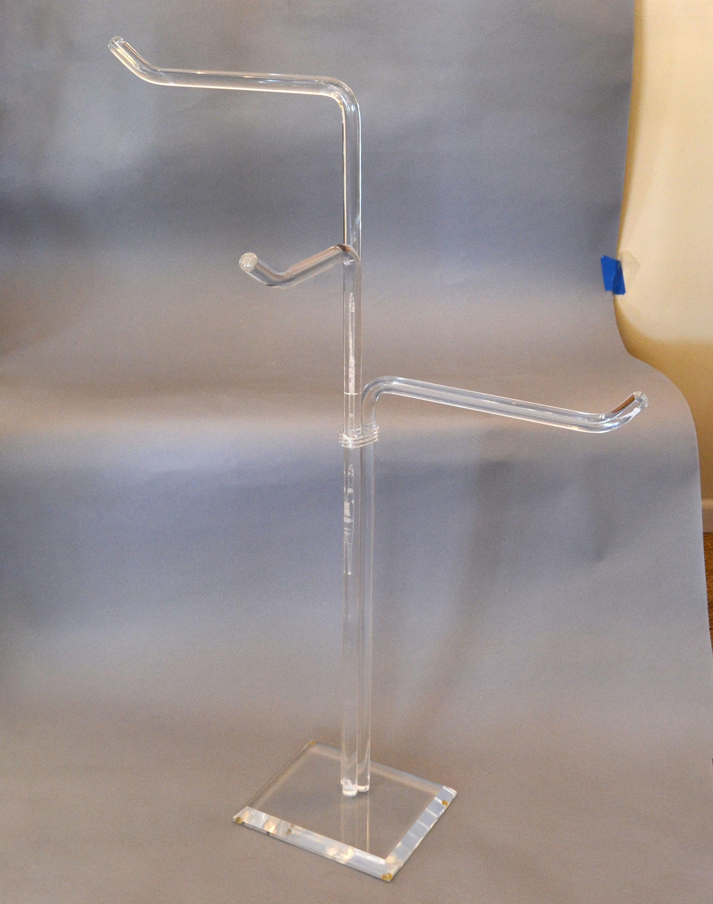 20th Century Mid-Century Modern Lucite Coat Rack Stand Clothes Tree Stand Lucite Sculpture For Sale