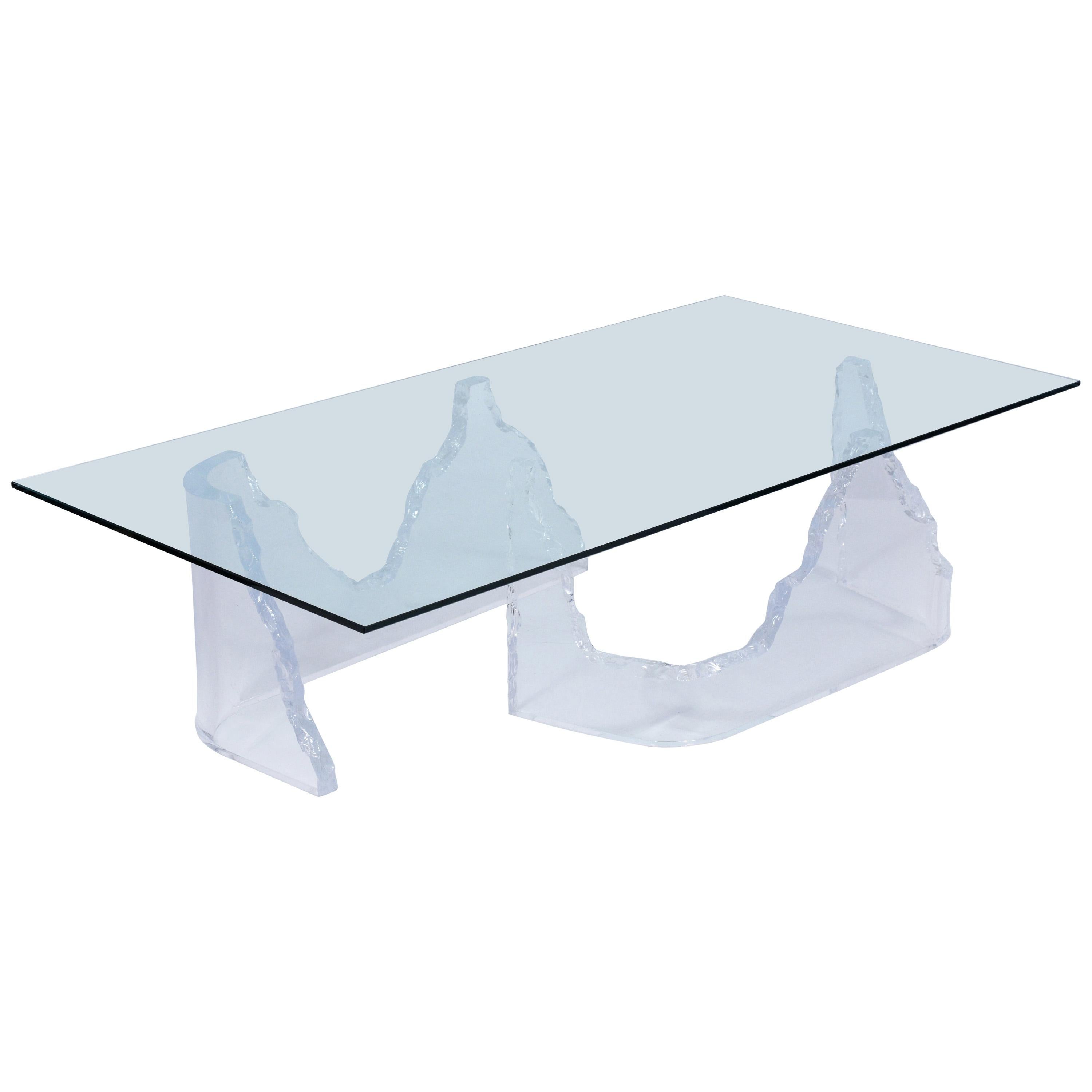 Extraordinary Mid-Century-Style Lucite Cocktail Table with Iceberg Design Base