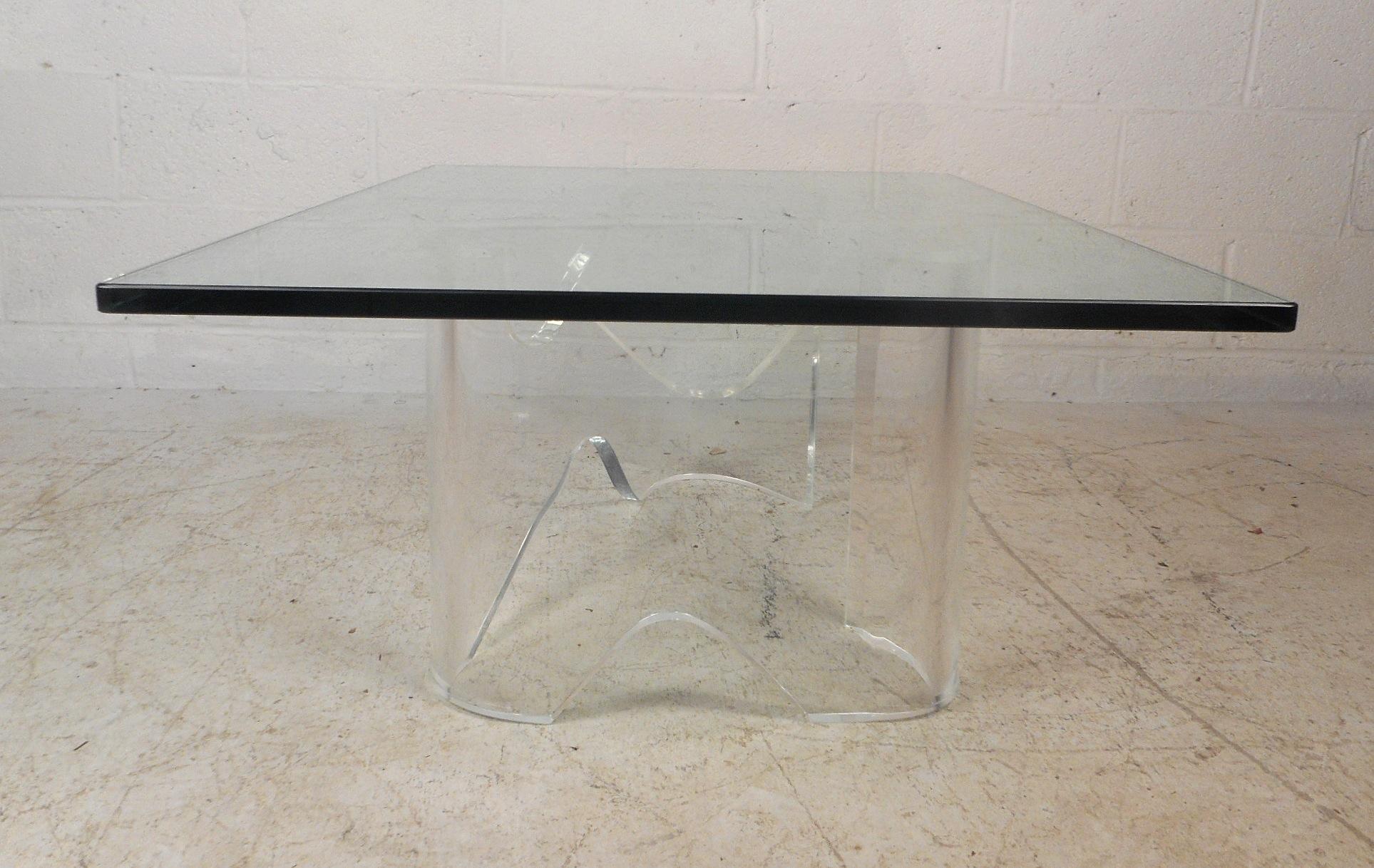 lucite glass coffee table