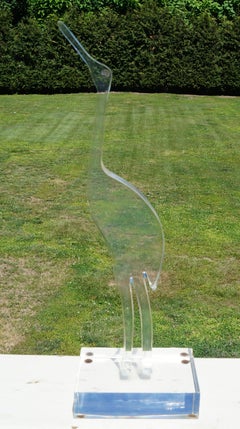 Mid Century Modern Lucite Crane Egret Table Sculpture