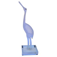 Mid Century Modern Lucite Crane Egret Table Sculpture