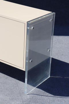 Mid-Century Modern Lucite and Crème Lacquer Sideboard Buffet