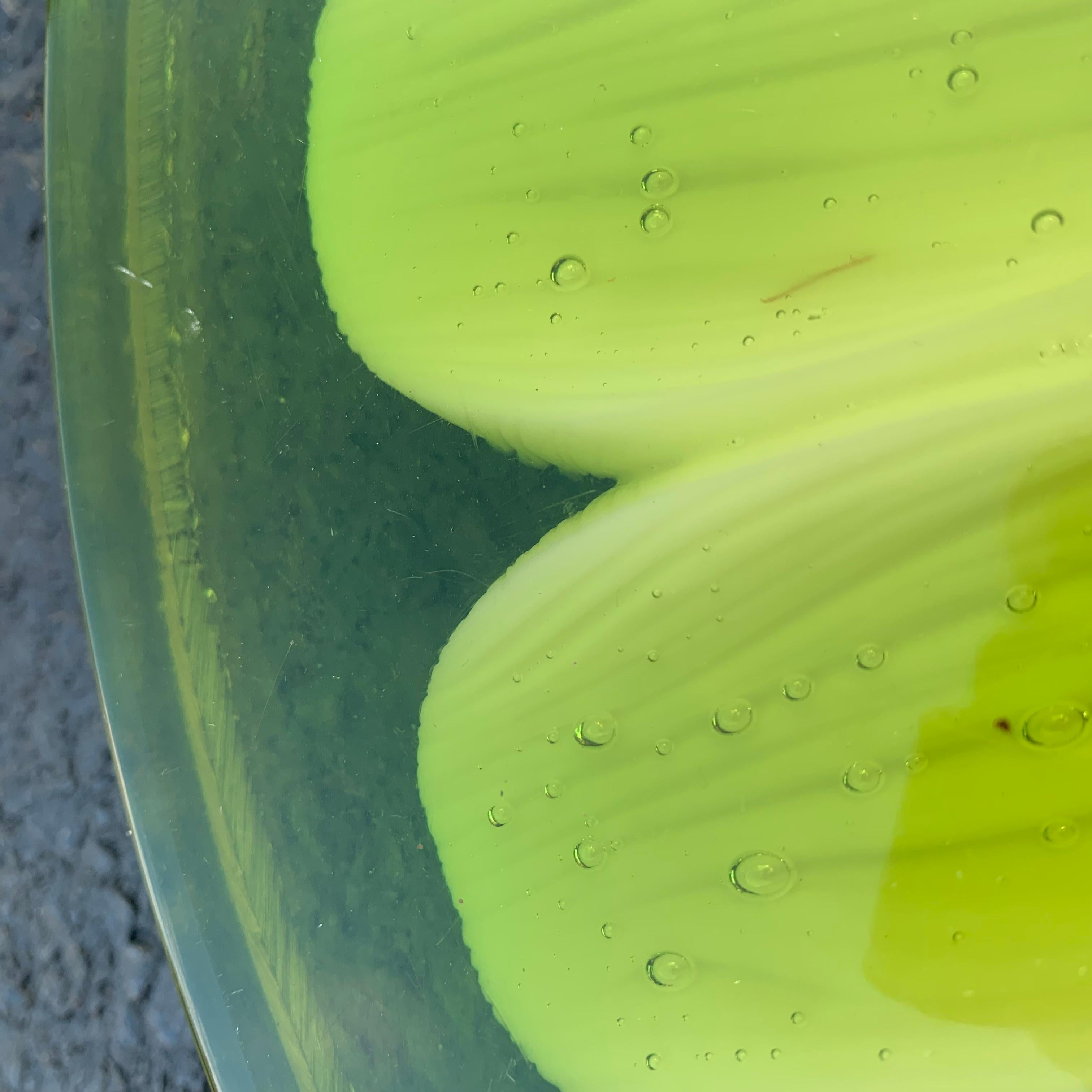 Mid-Century Modern Lucite Cutting Board With Green Marguerite Daisy Flower Decor 2