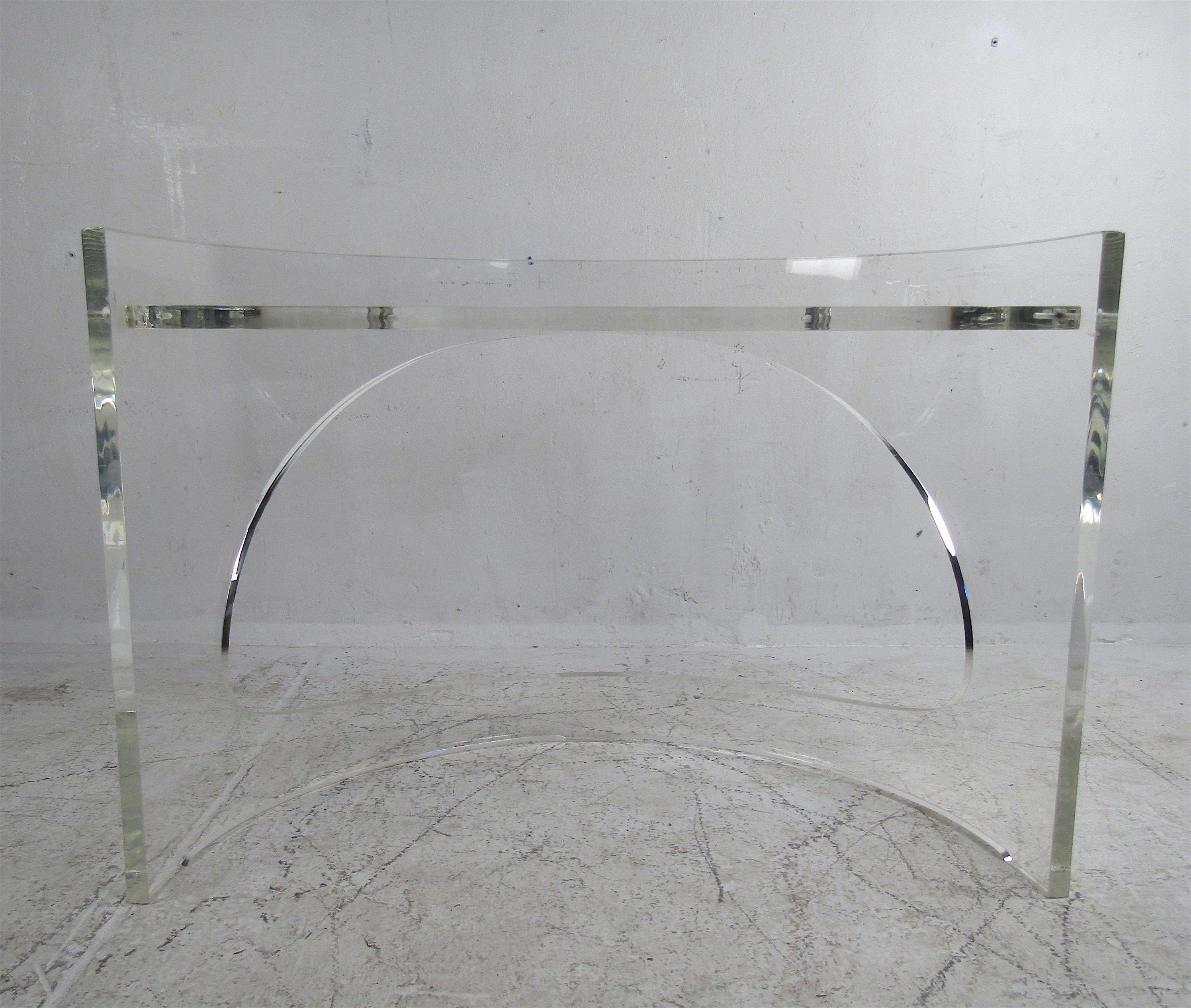 Mid-20th Century Mid-Century Modern Lucite Demilune Console Table or Dry Bar