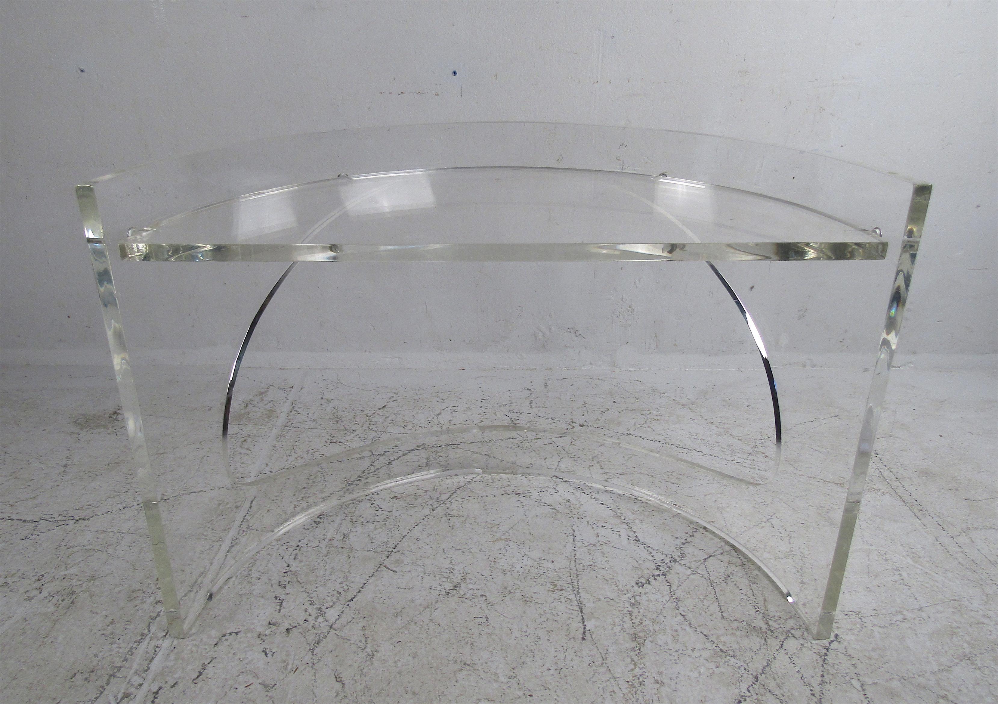 Mid-Century Modern Lucite Demilune Console Table or Dry Bar 1