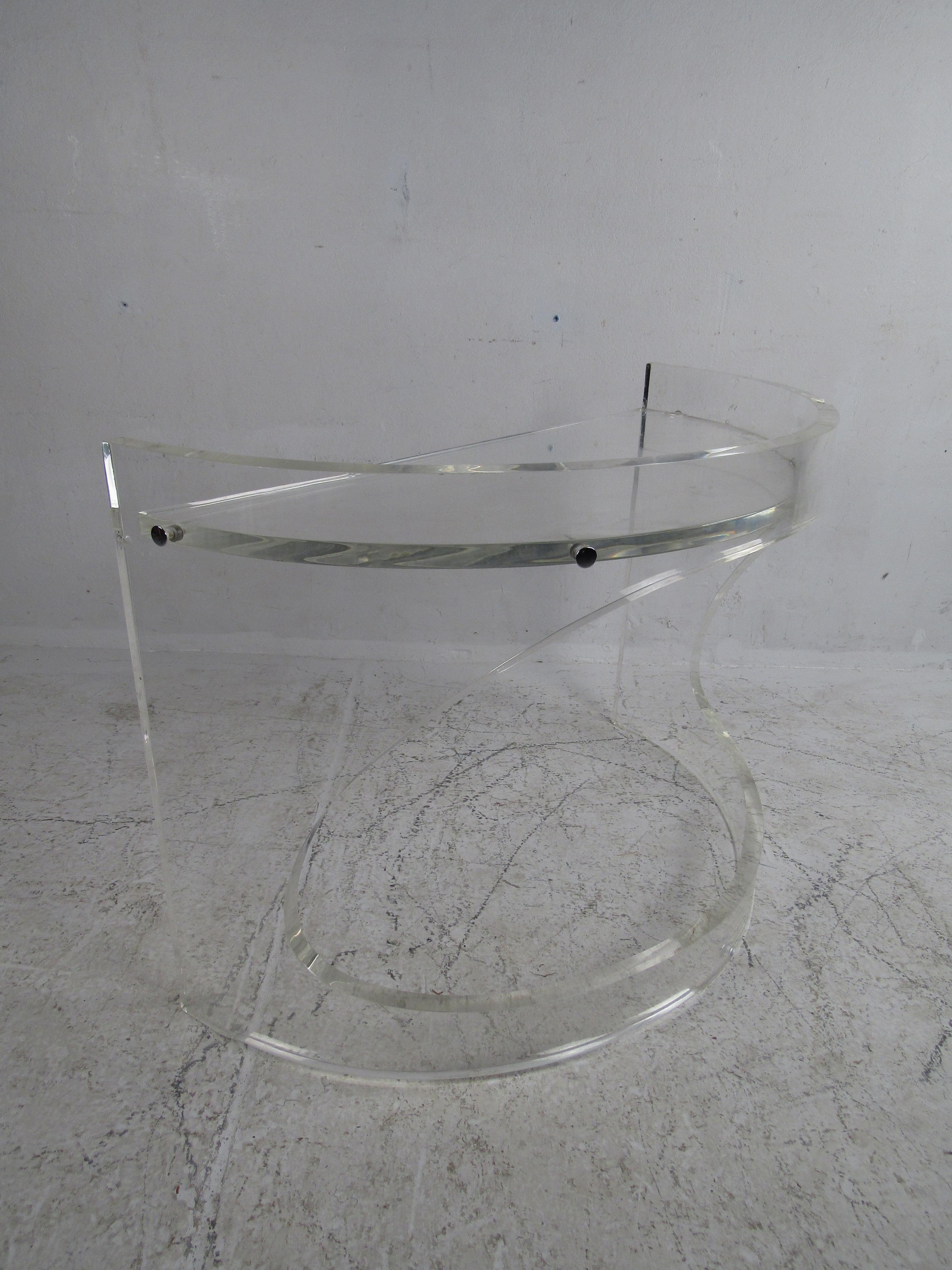 Mid-Century Modern Lucite Demilune Console Table or Dry Bar 2