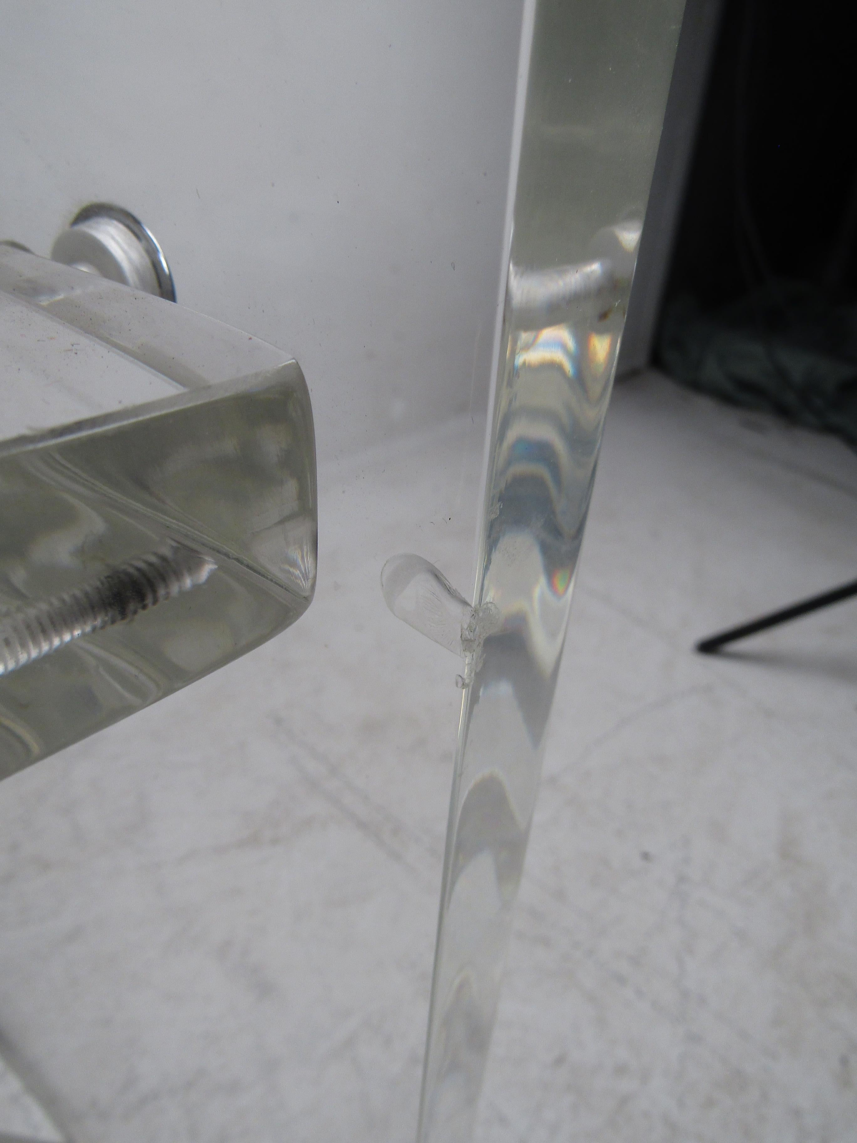 Mid-Century Modern Lucite Demilune Console Table or Dry Bar 4