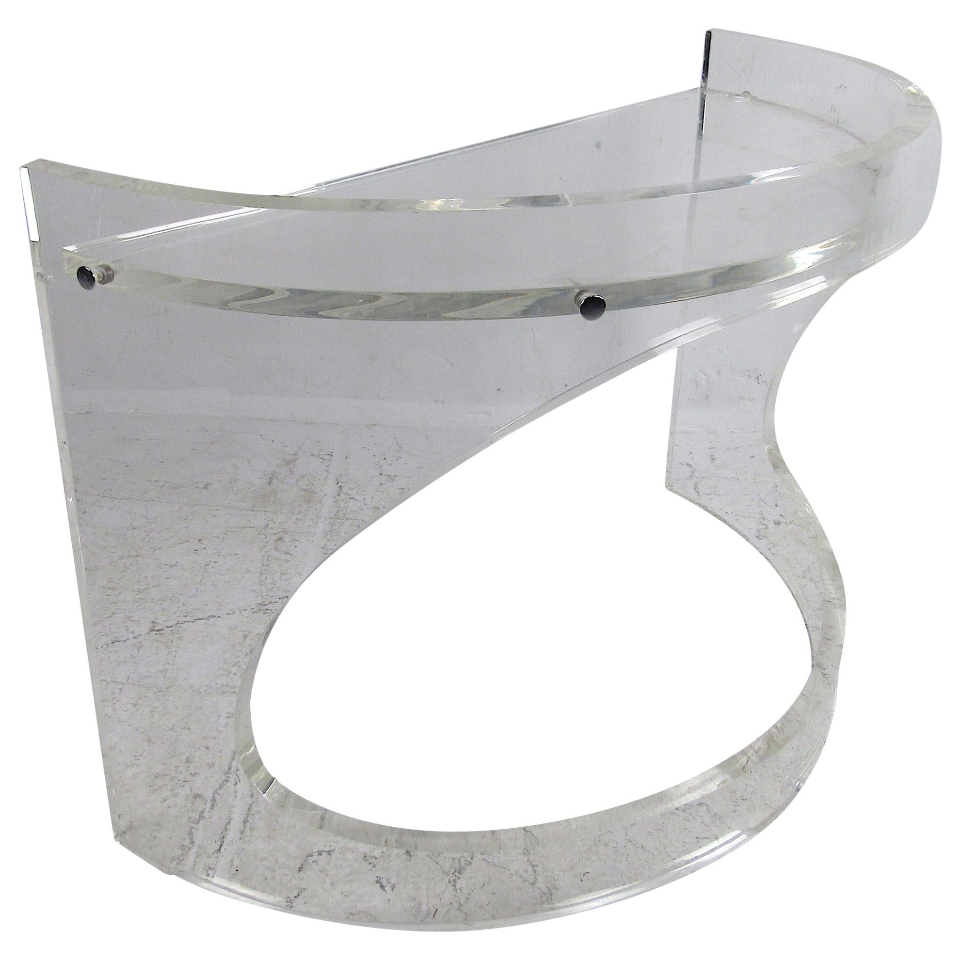 Mid-Century Modern Lucite Demilune Console Table or Dry Bar