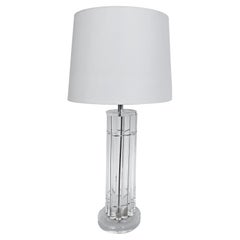 Mid-Century Modern Lucite Dowel Table Lamp with Shade and Original Finial