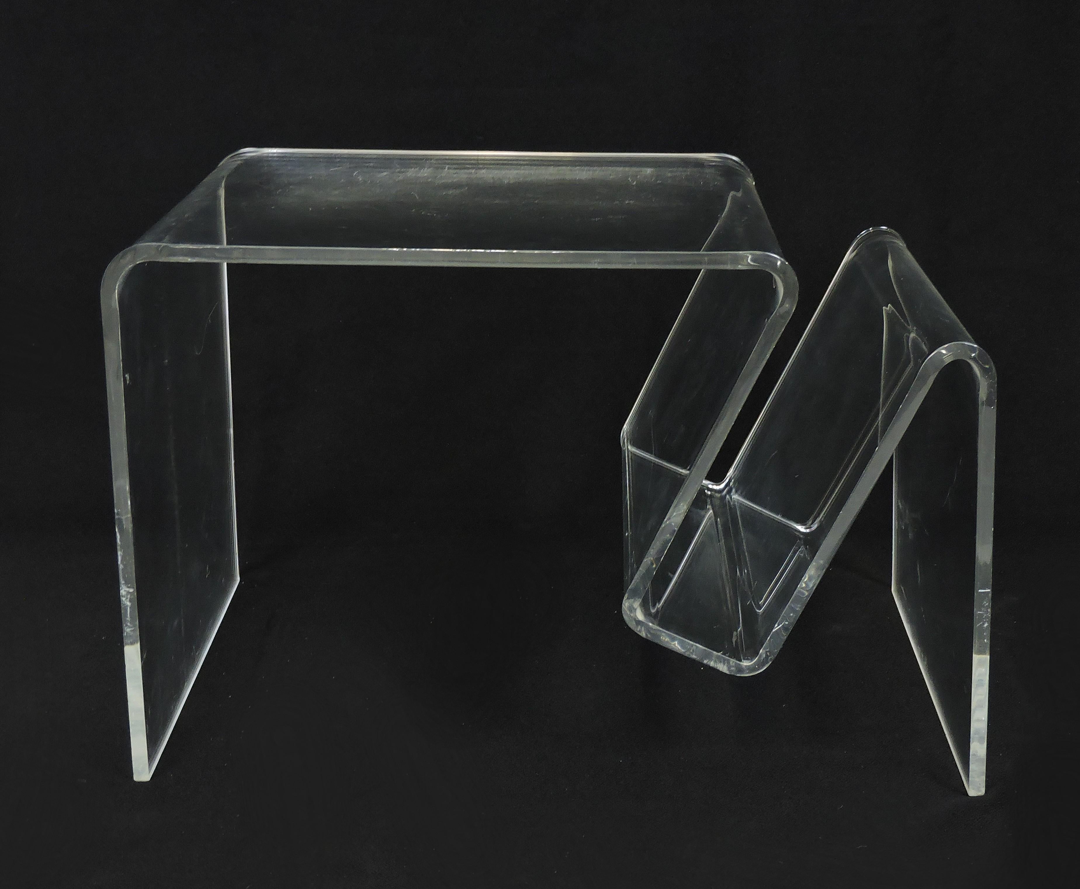 Mid-Century Modern Lucite End Table Magazine Rack or Holder, Neal Small Style 3