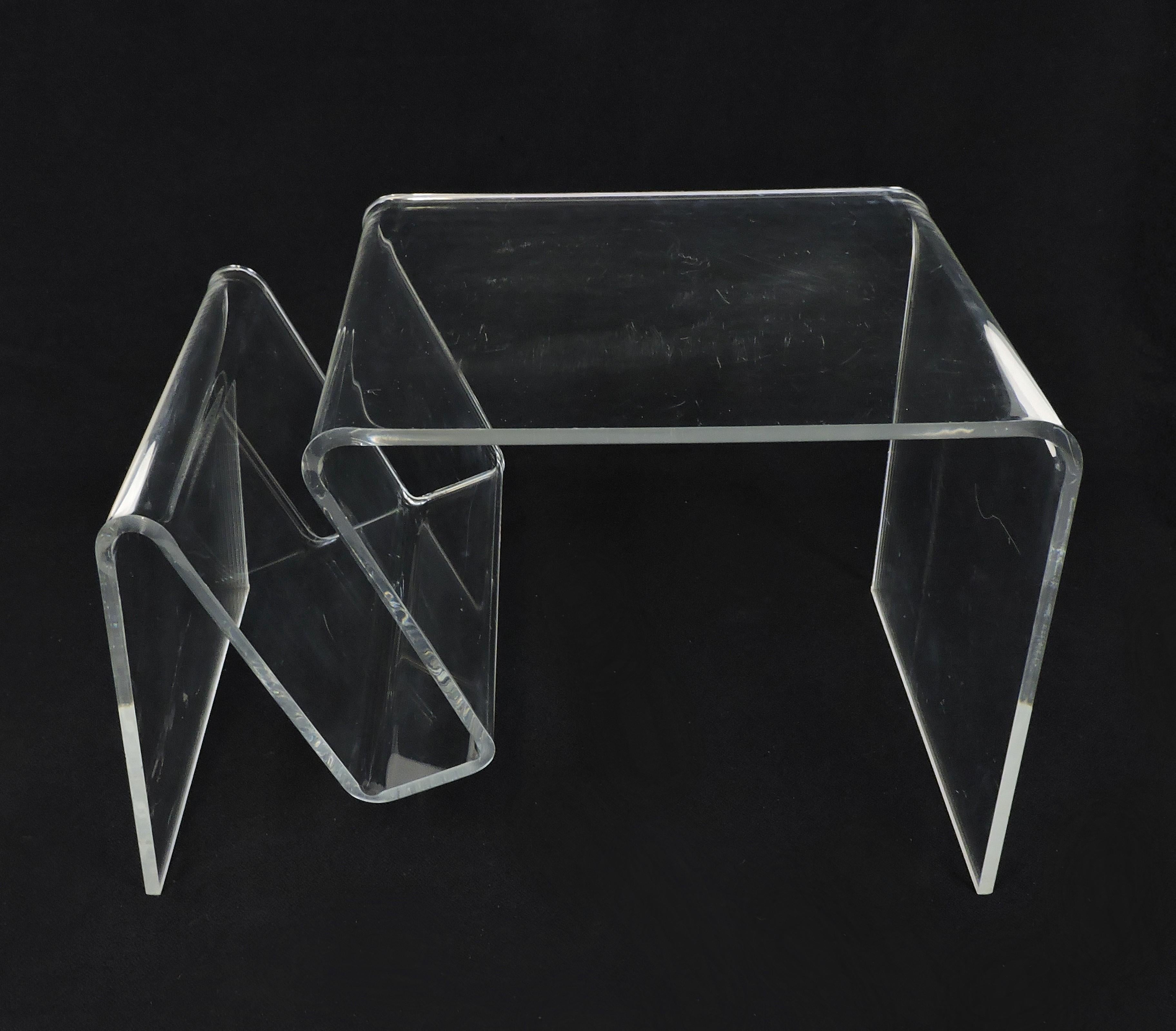 Unknown Mid-Century Modern Lucite End Table Magazine Rack or Holder, Neal Small Style