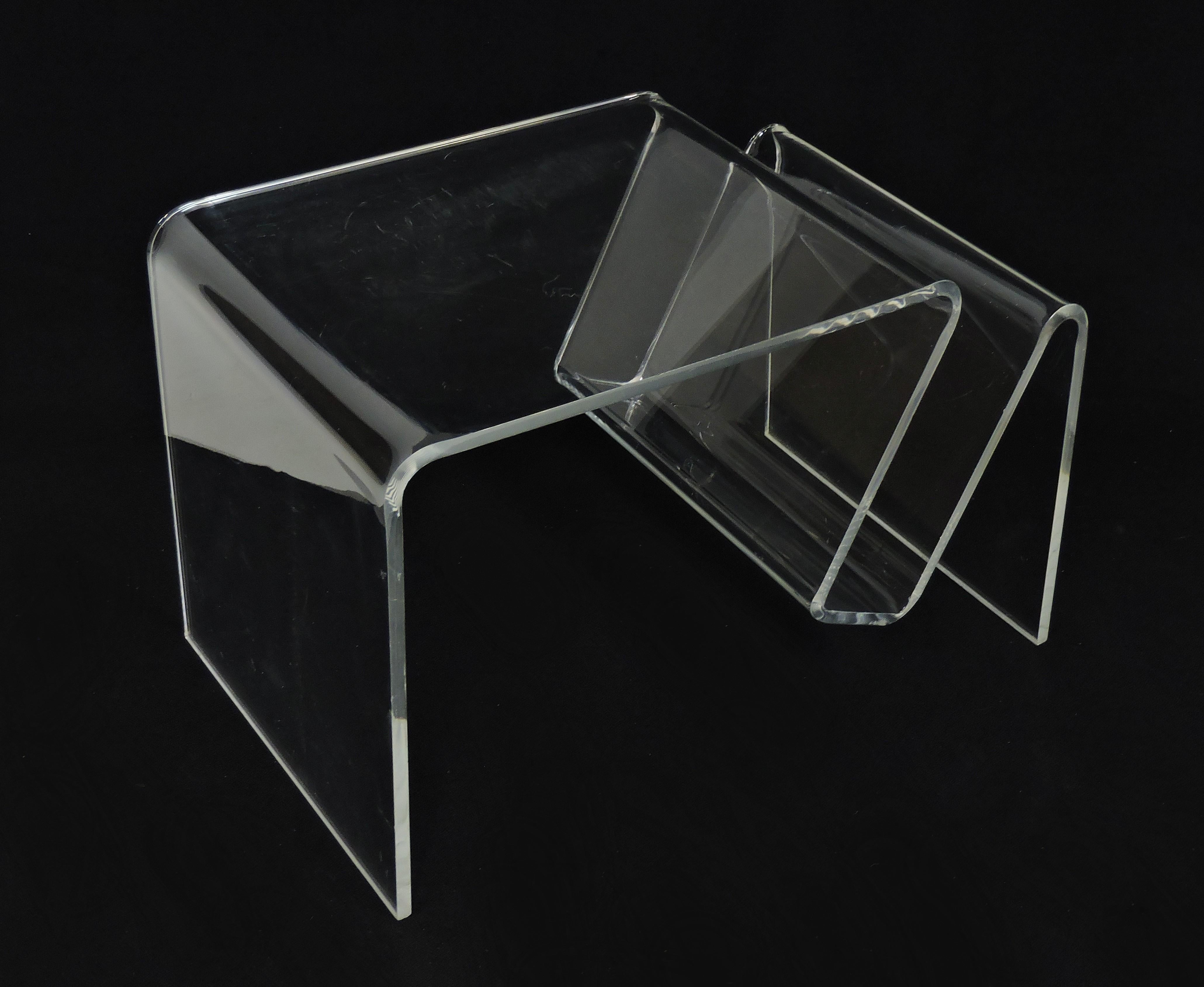 Late 20th Century Mid-Century Modern Lucite End Table Magazine Rack or Holder, Neal Small Style