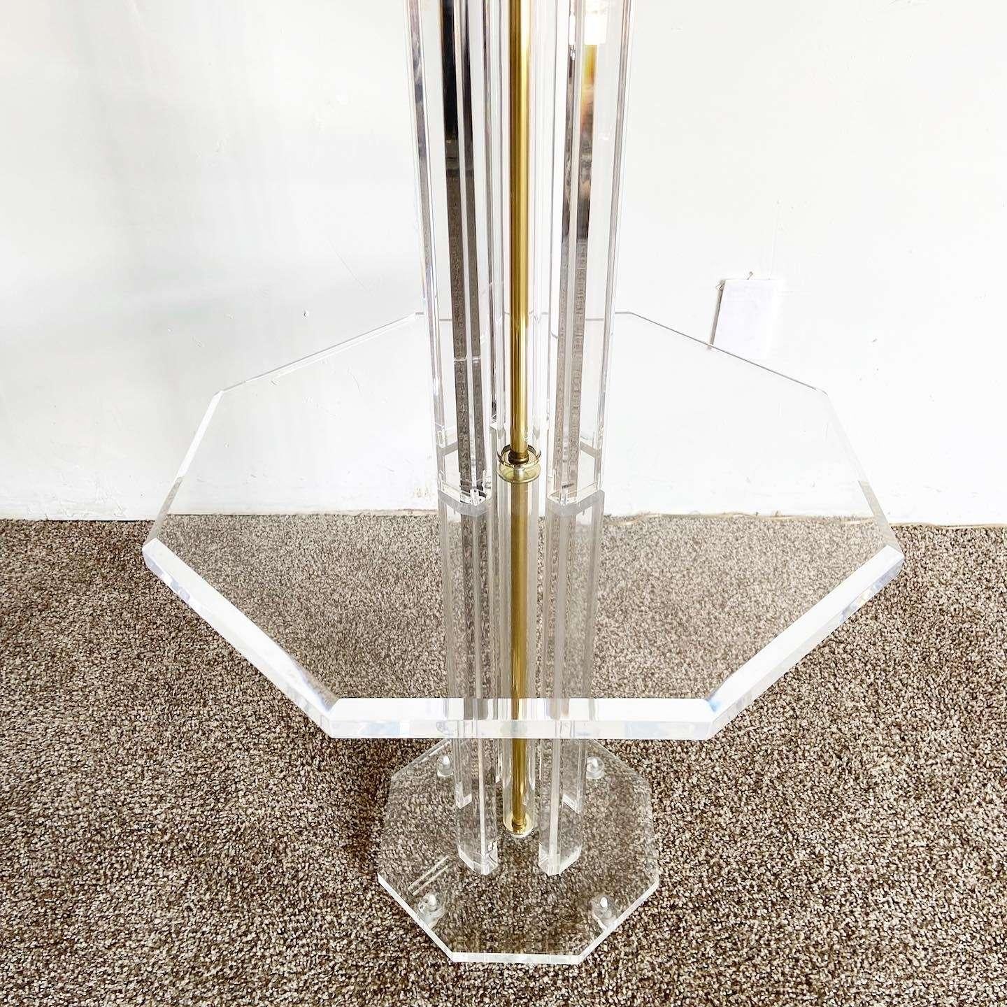 Late 20th Century Mid Century Modern Lucite Floor Lamp/Table Combo For Sale