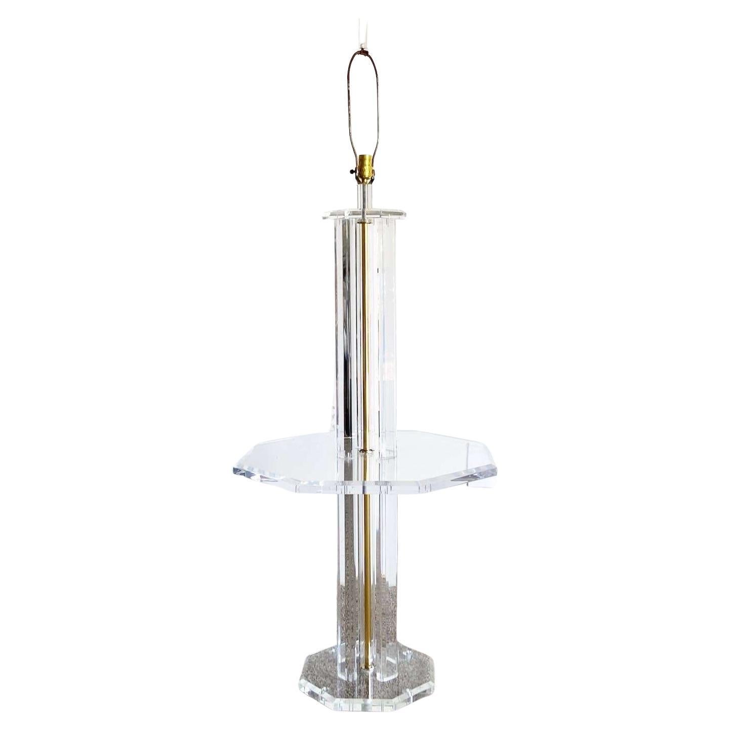 Mid Century Modern Lucite Floor Lamp/Table Combo For Sale