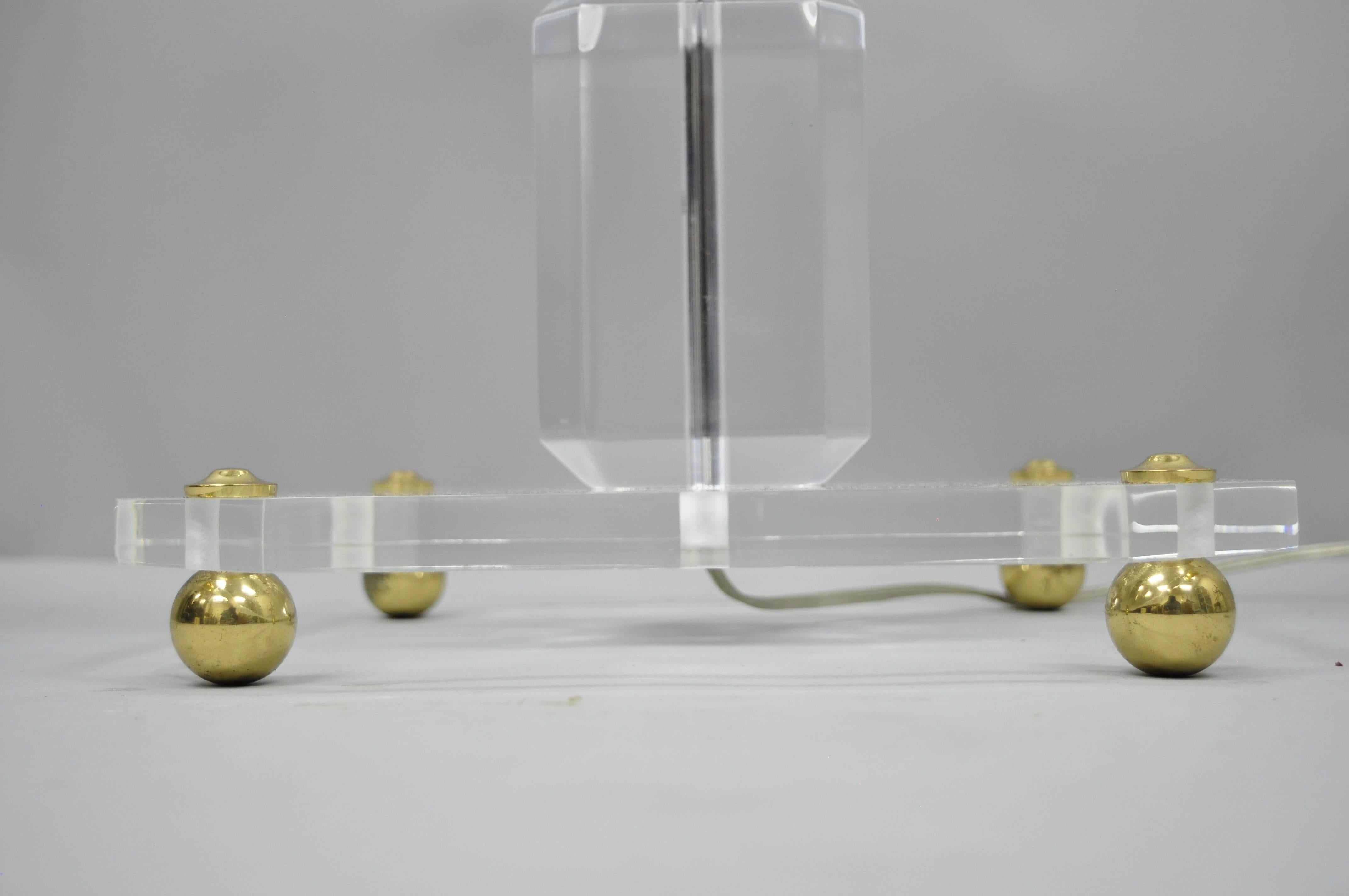 Mid-Century Modern Lucite Glass Brass Table Floor Lamp after Karl Springer 5