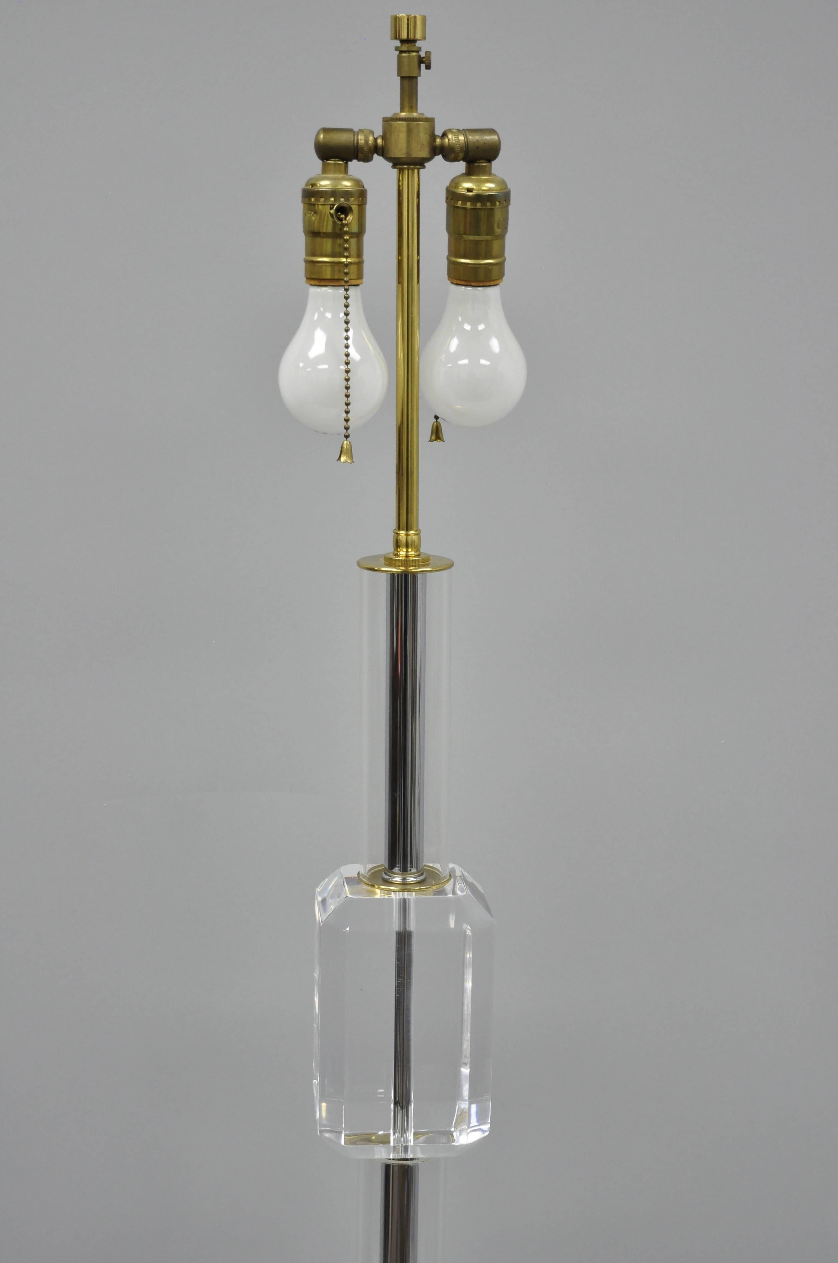 Mid-Century Modern Lucite Glass Brass Table Floor Lamp after Karl Springer 6