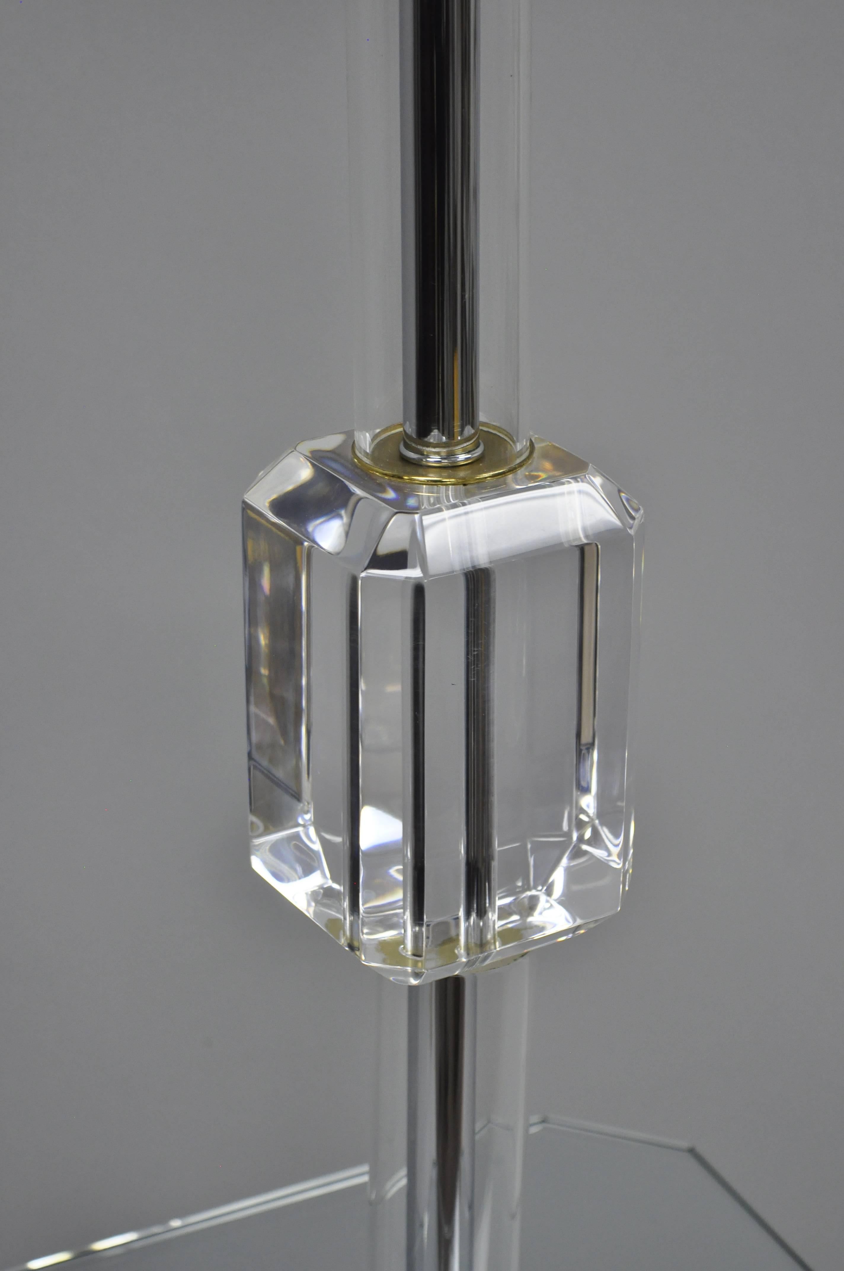 Mid-20th Century Mid-Century Modern Lucite Glass Brass Table Floor Lamp after Karl Springer