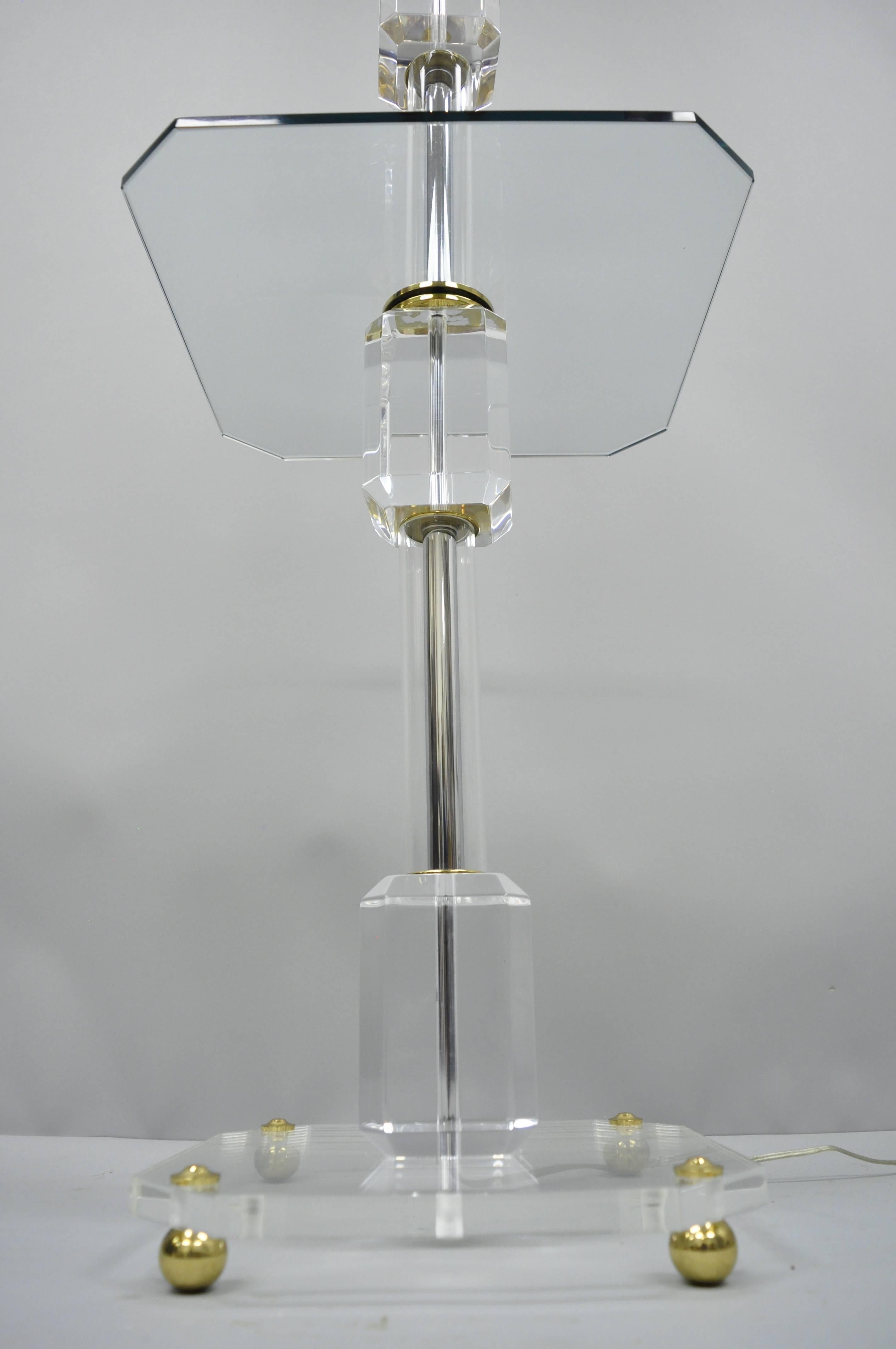 Mid-Century Modern Lucite Glass Brass Table Floor Lamp after Karl Springer 3
