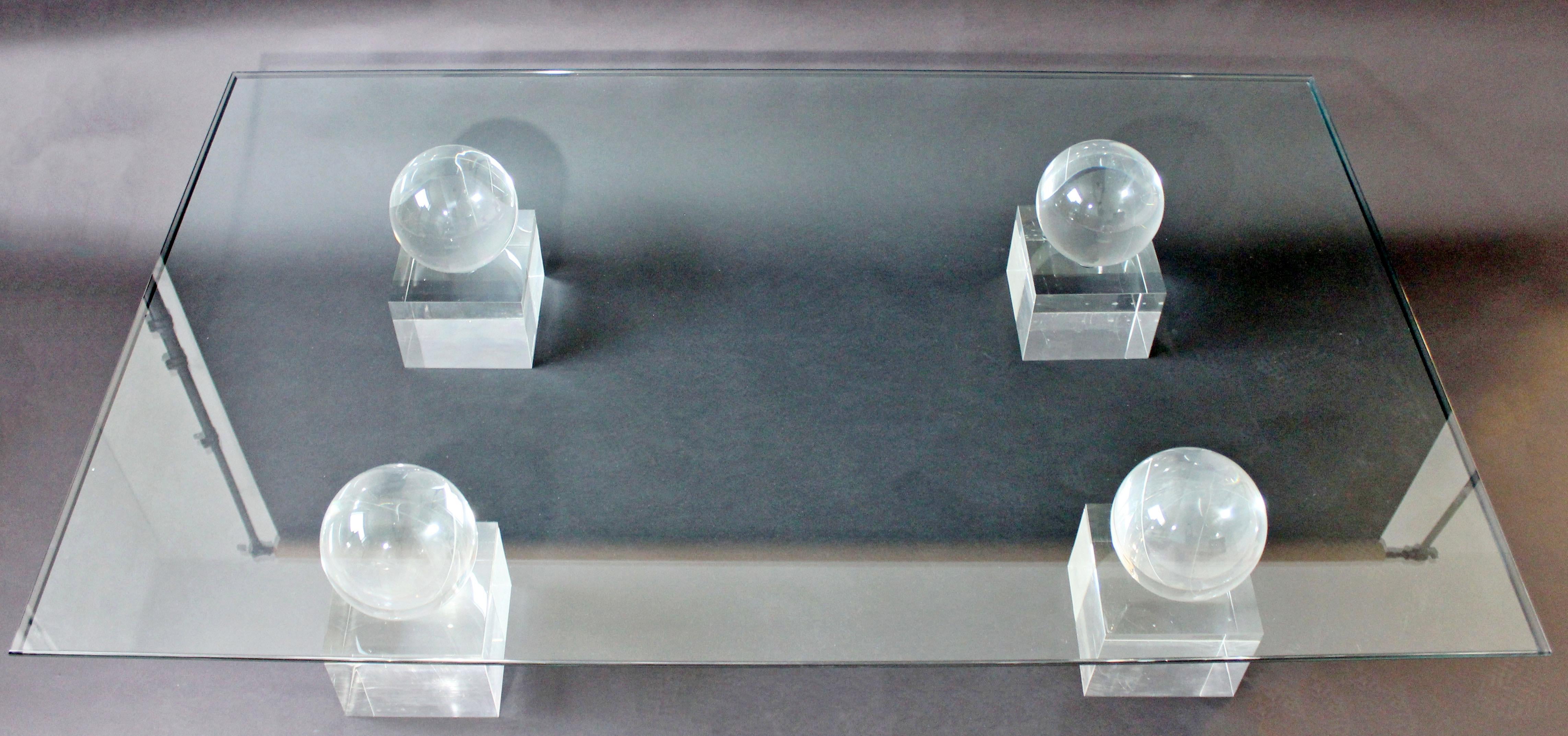 French Mid-Century Modern Lucite Glass Coffee Table Comatec France 1970s Springer style