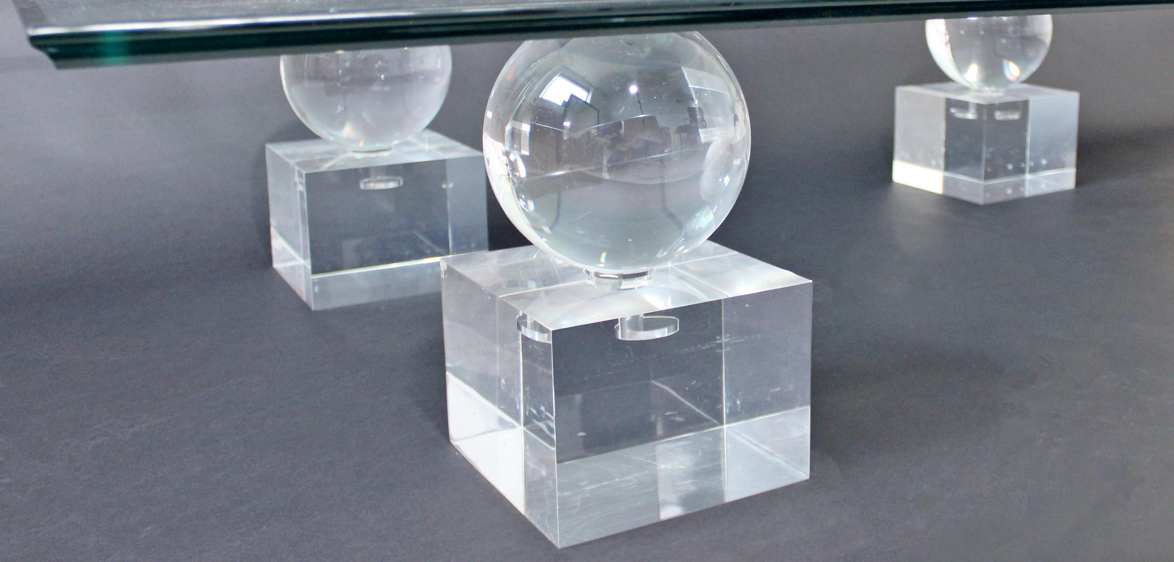 Late 20th Century Mid-Century Modern Lucite Glass Coffee Table Comatec France 1970s Springer style