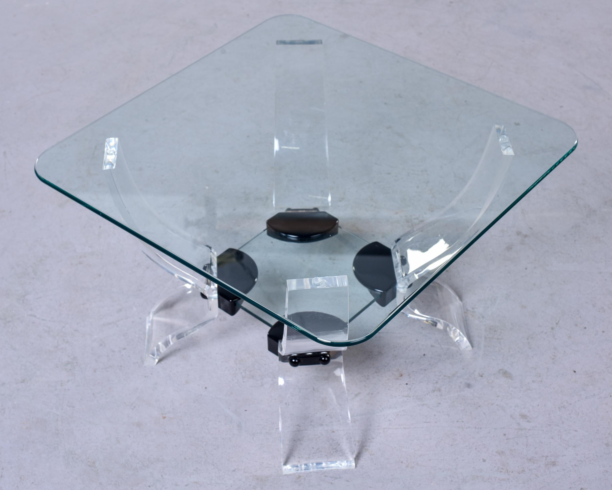 French Mid Century Modern Lucite & Glass Side Table