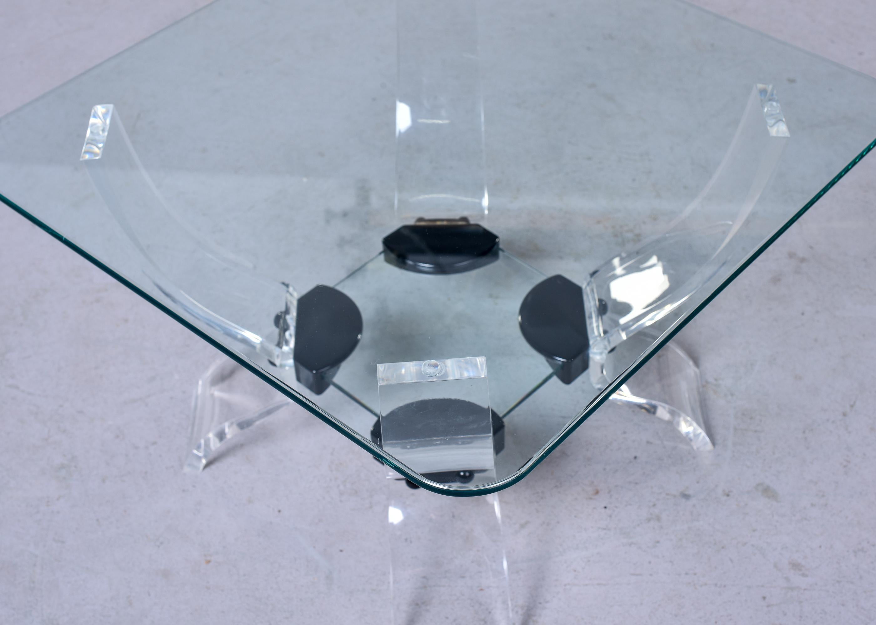 20th Century Mid Century Modern Lucite & Glass Side Table