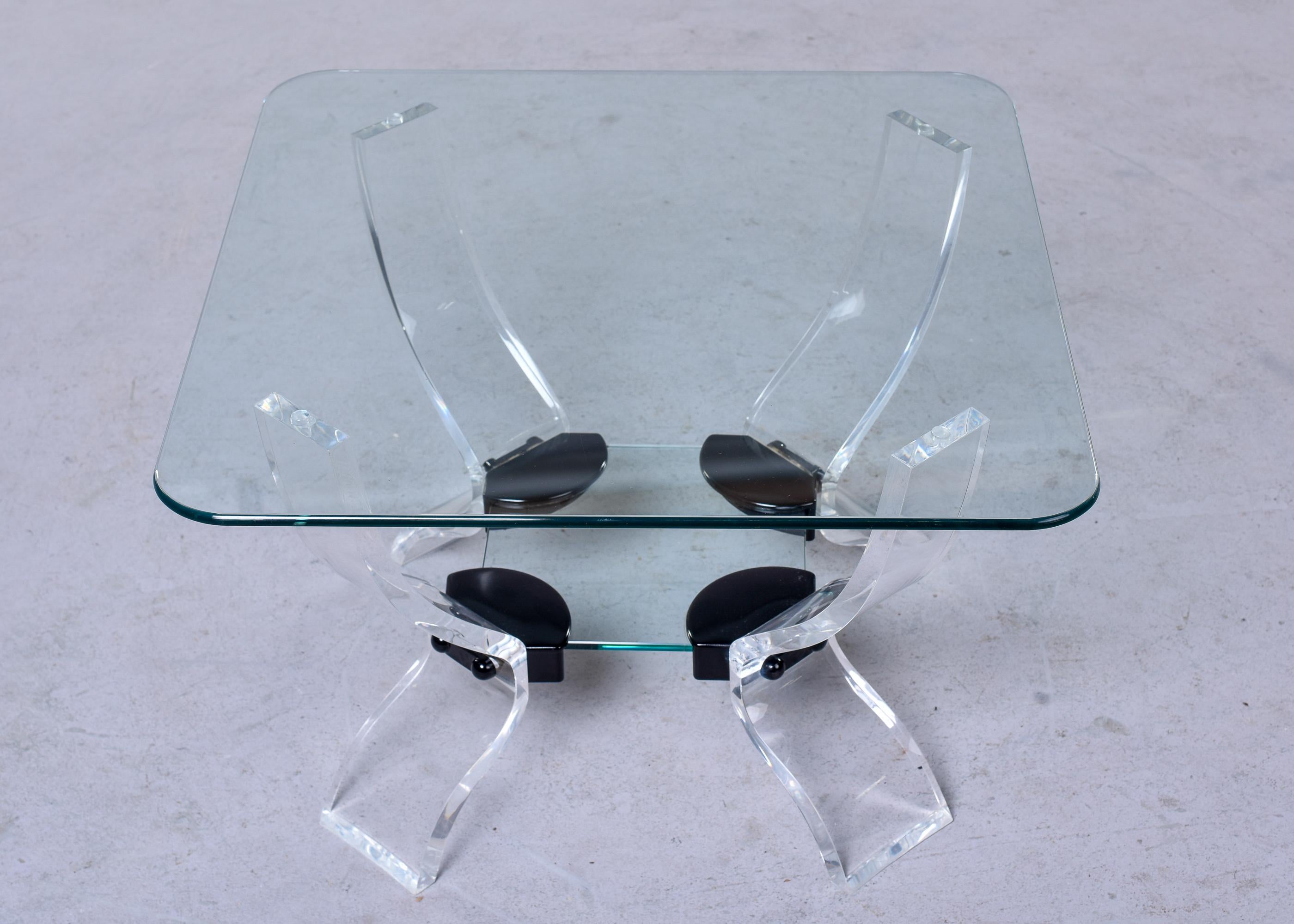 Mid Century Modern Lucite & Glass Side Table 2