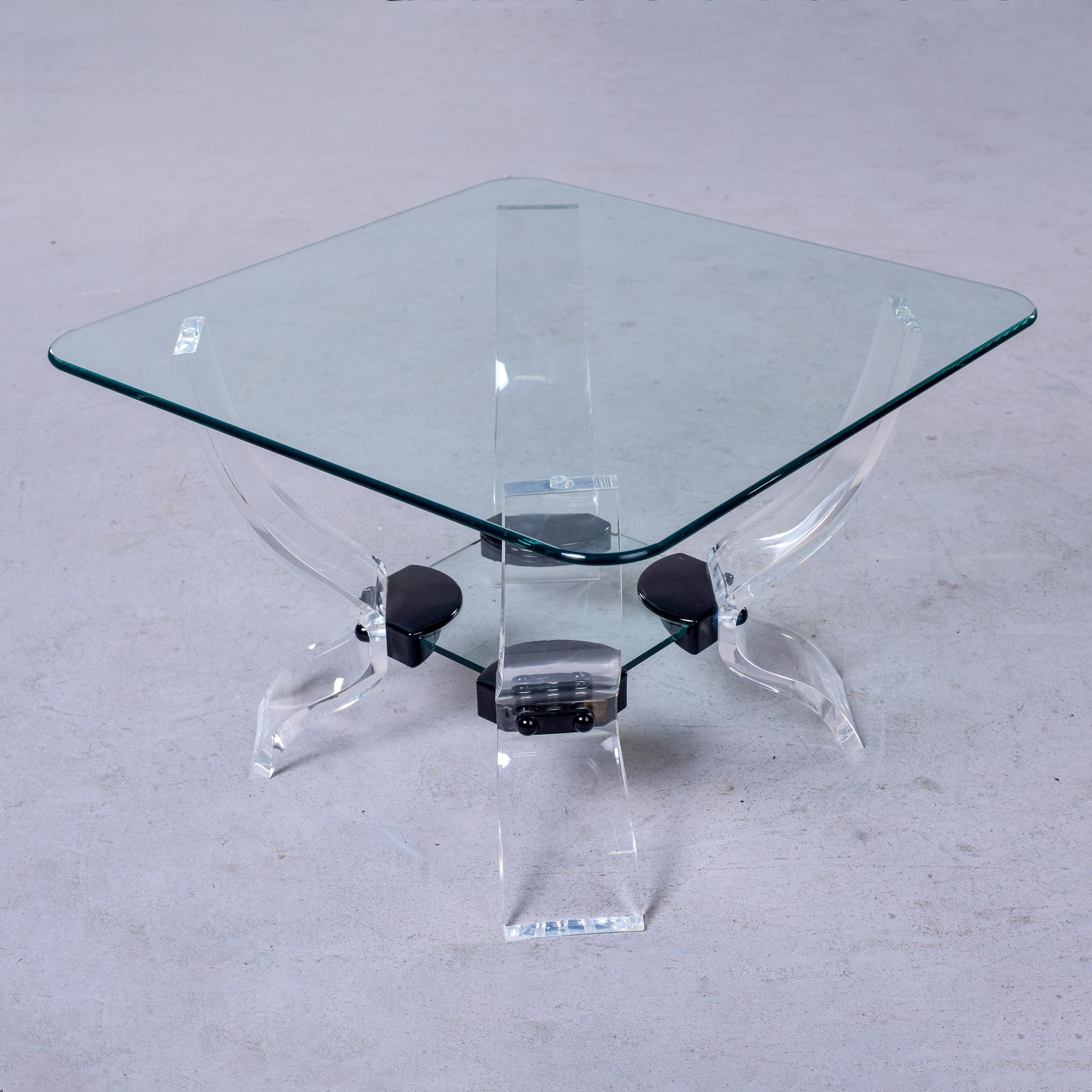 Mid Century Modern Lucite & Glass Side Table 3