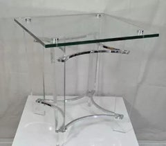 Mid Century Modern Lucite & Glass Square Side Table after Charles Hollis Jones