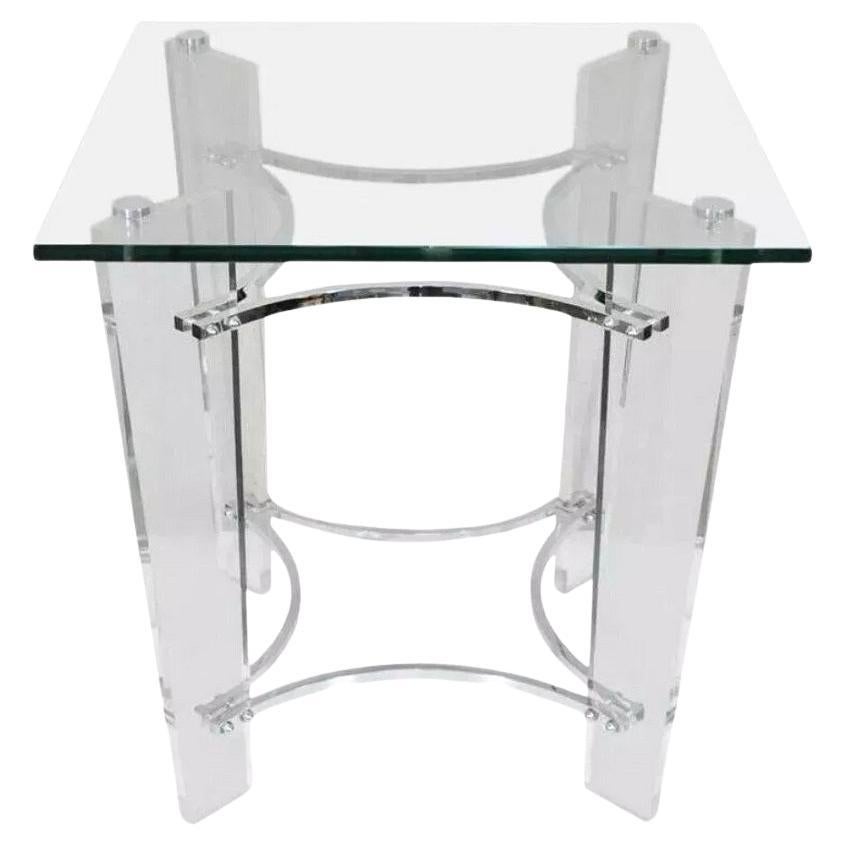 Table d'appoint carrée moderne du milieu du siècle dernier en lucite et verre d'après Charles Hollis Jones en vente