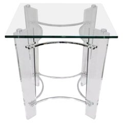 Quadratischer Beistelltisch aus Lucite und Glas nach Charles Hollis Jones, Moderne der Mitte des Jahrhunderts