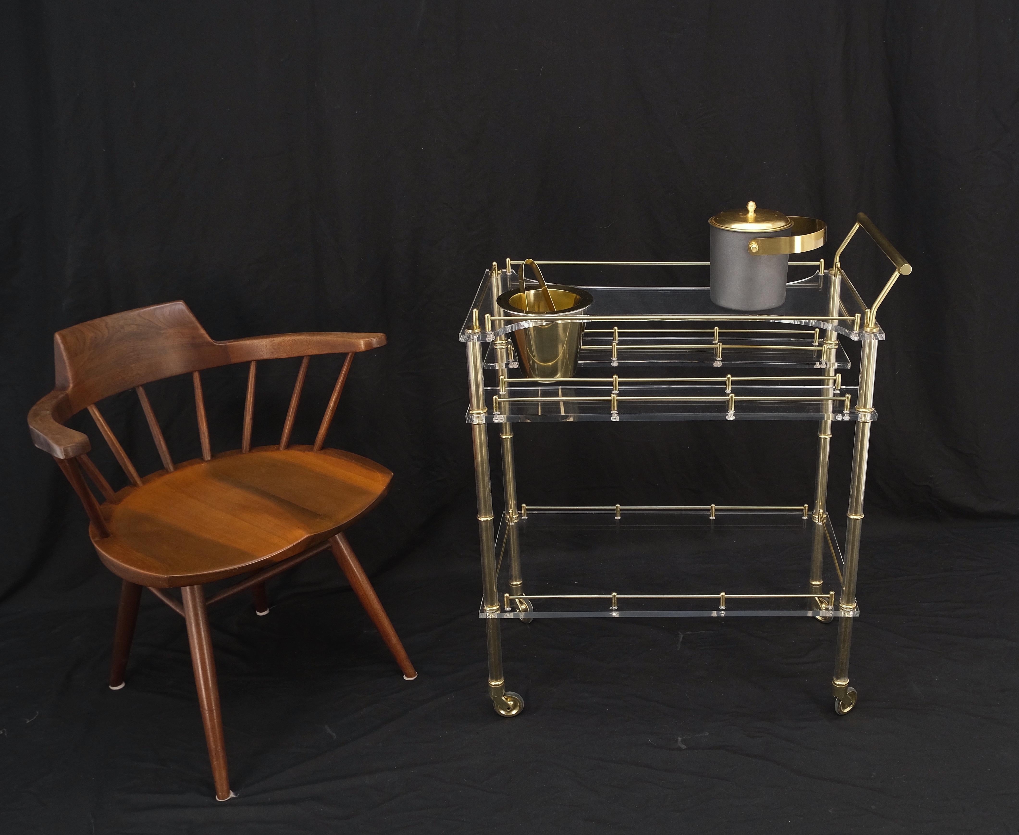 Mid-Century Modern Lucite & Gold Gilt Metal Serving Tray Cart Ice Bucket Mint! For Sale 9