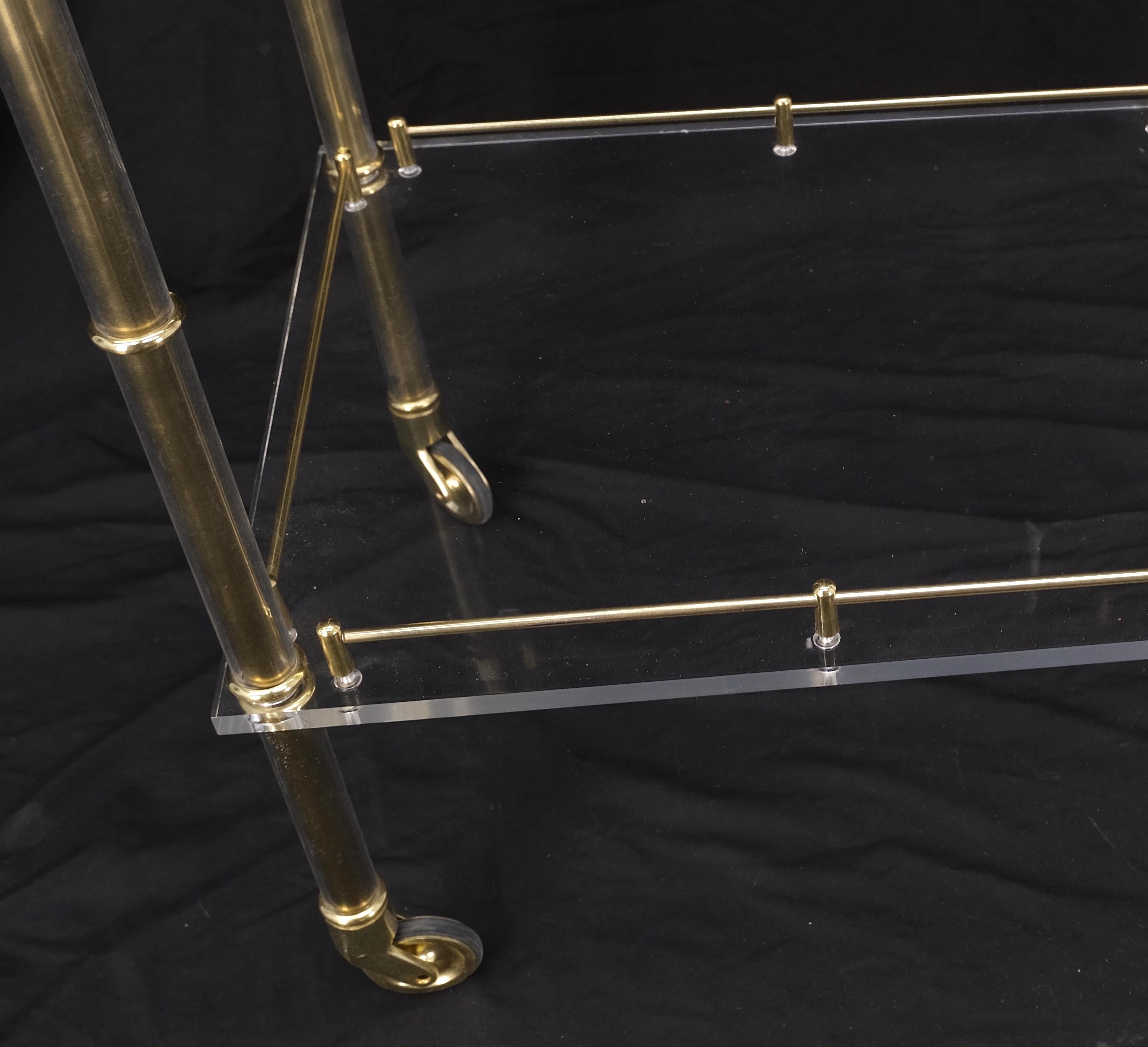 20th Century Mid-Century Modern Lucite & Gold Gilt Metal Serving Tray Cart Ice Bucket Mint! For Sale