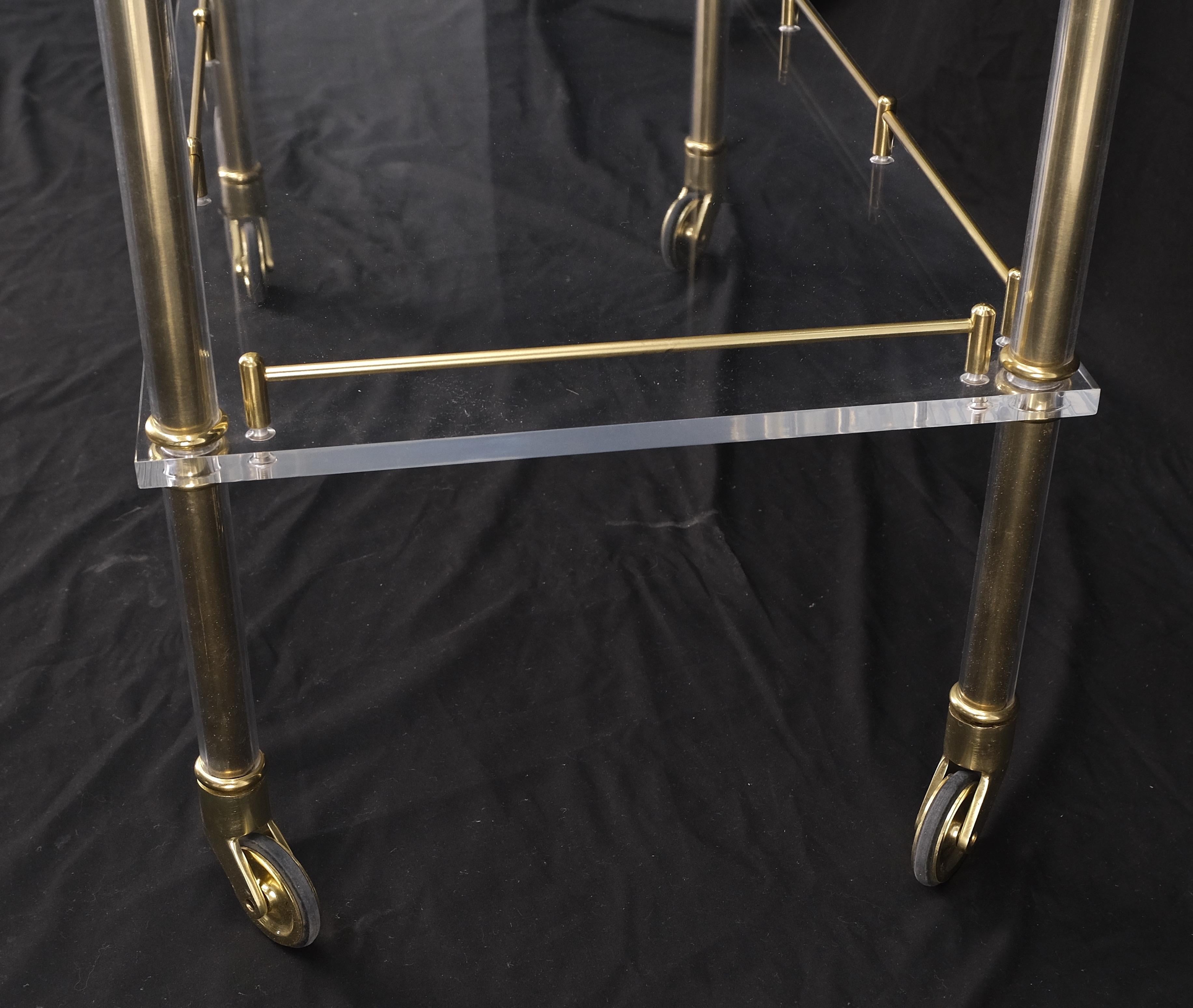 Mid-Century Modern Lucite & Gold Gilt Metal Serving Tray Cart Ice Bucket Mint! For Sale 4
