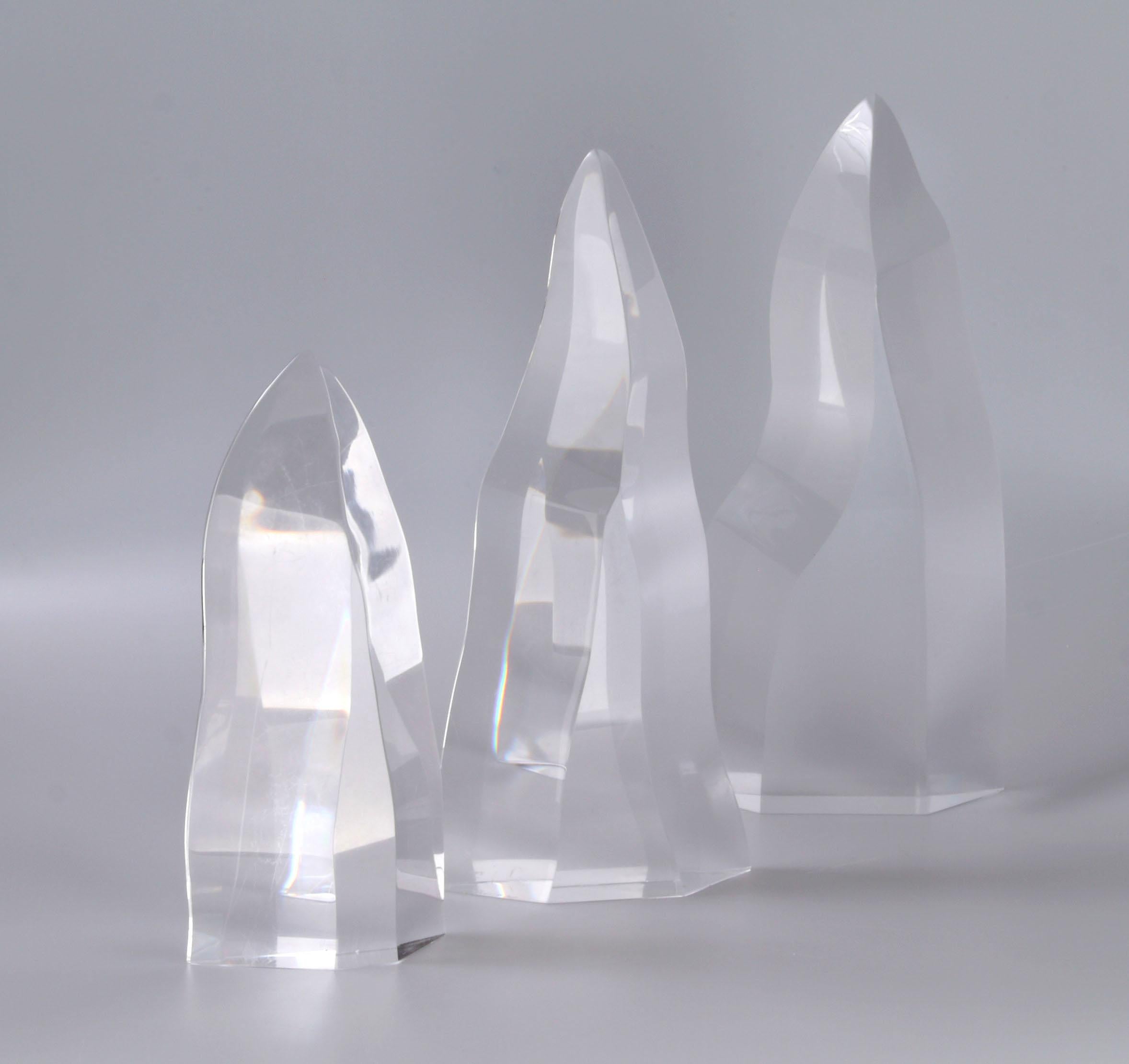 20th Century Mid-Century Modern Lucite Iceberg Sculptures, Set of 3